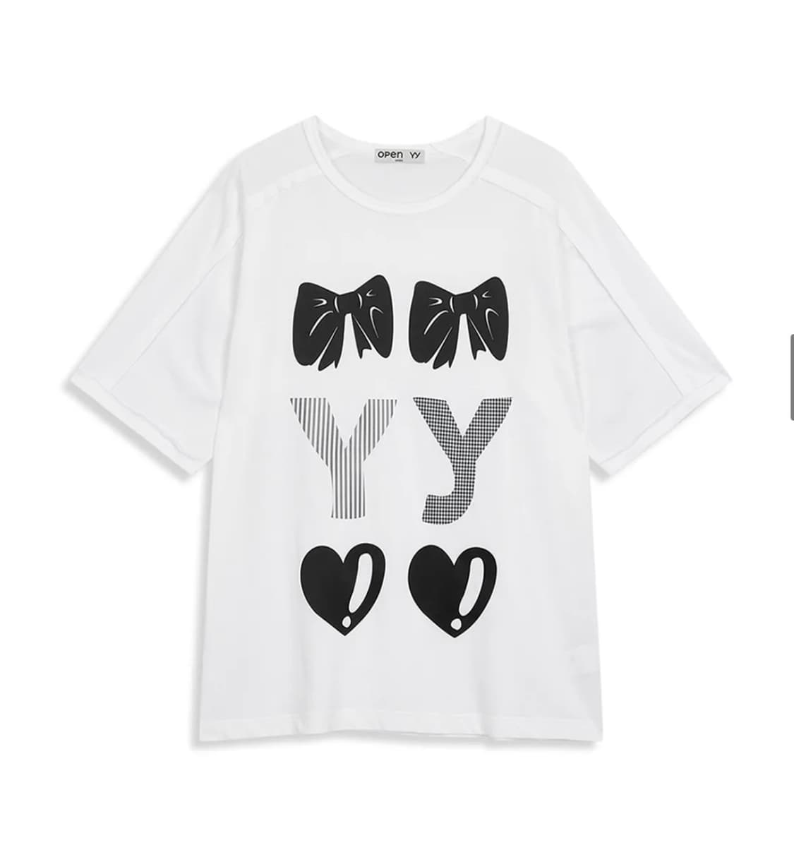 오픈와이와이 RIBBON YY T-SHIRT (WHITE) 상품이미지1