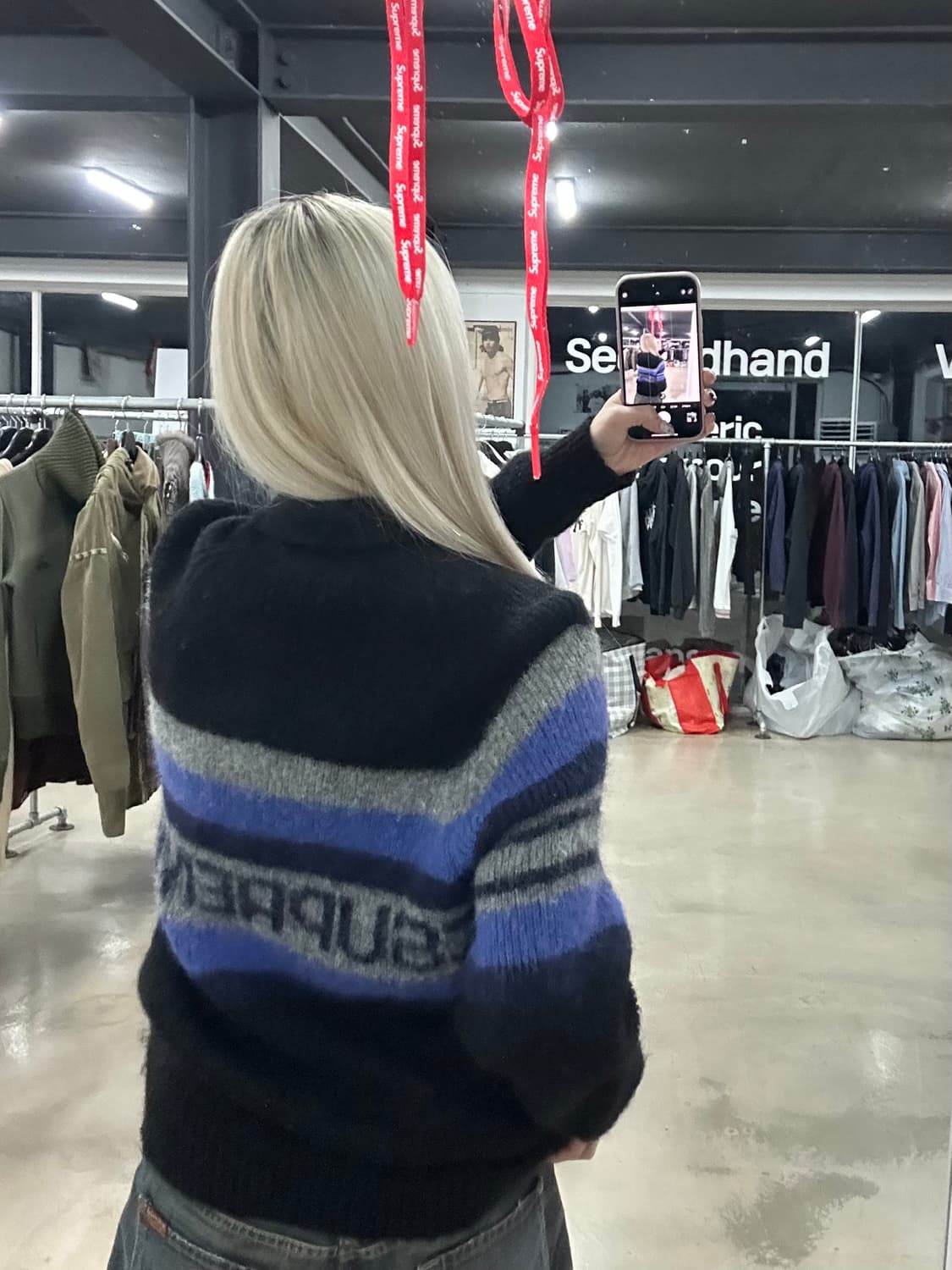 슈프림 19FW 브러쉬드 백로고 울 스웨터 집업 상품이미지2