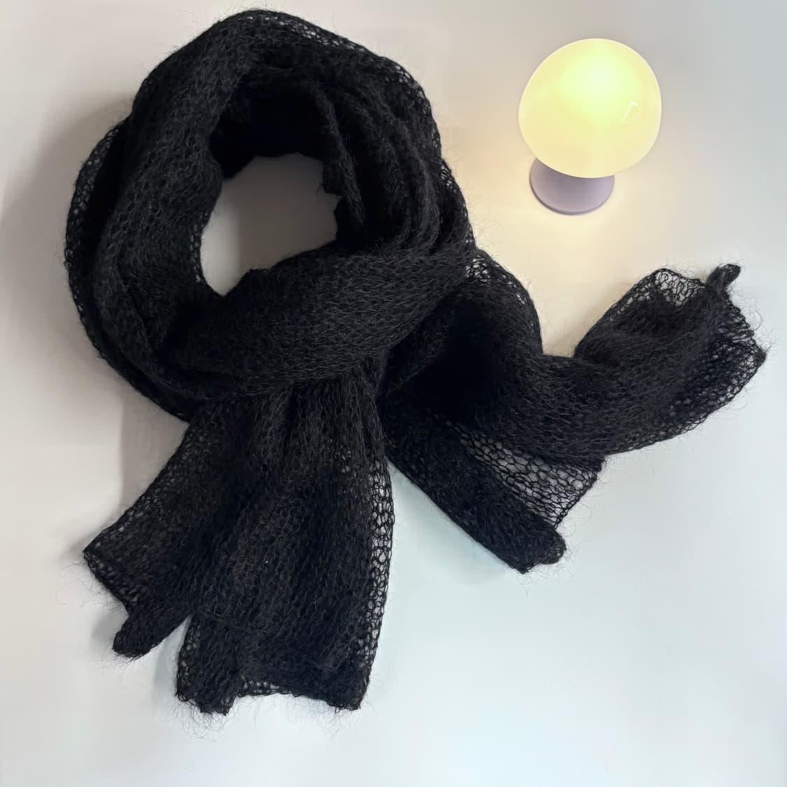 울 사슬 블랙 니트 스카프 머플러 JPN 상품이미지1