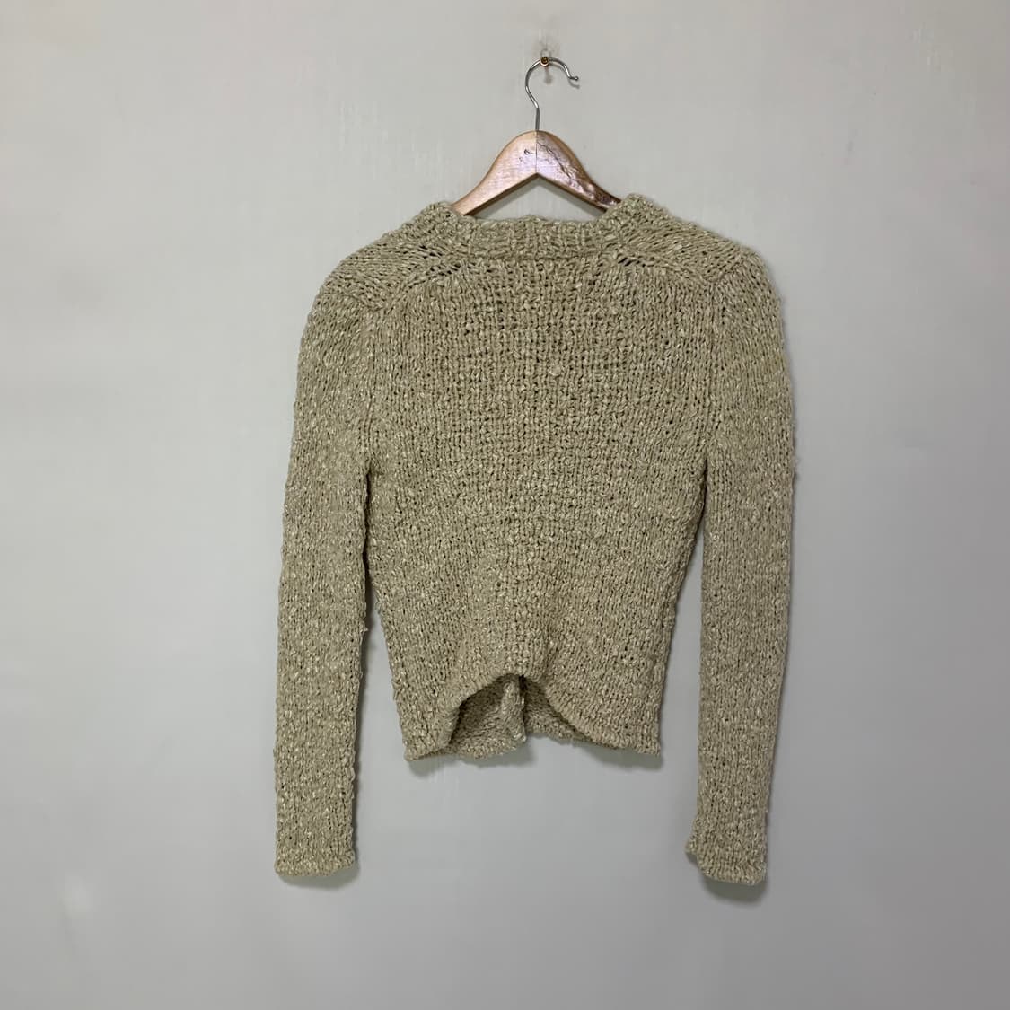 한섬 타임 빈티지 원버튼 니트 크롭가디건 베이지 아이보리 여성 S-M 상품이미지6