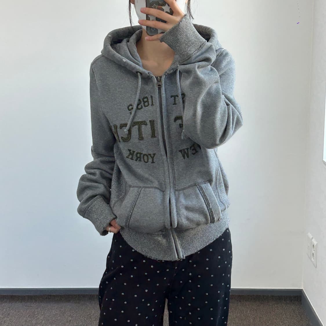 Abercrombie 아베크롬비 그린 로고 그레이 후드집업 상품이미지1