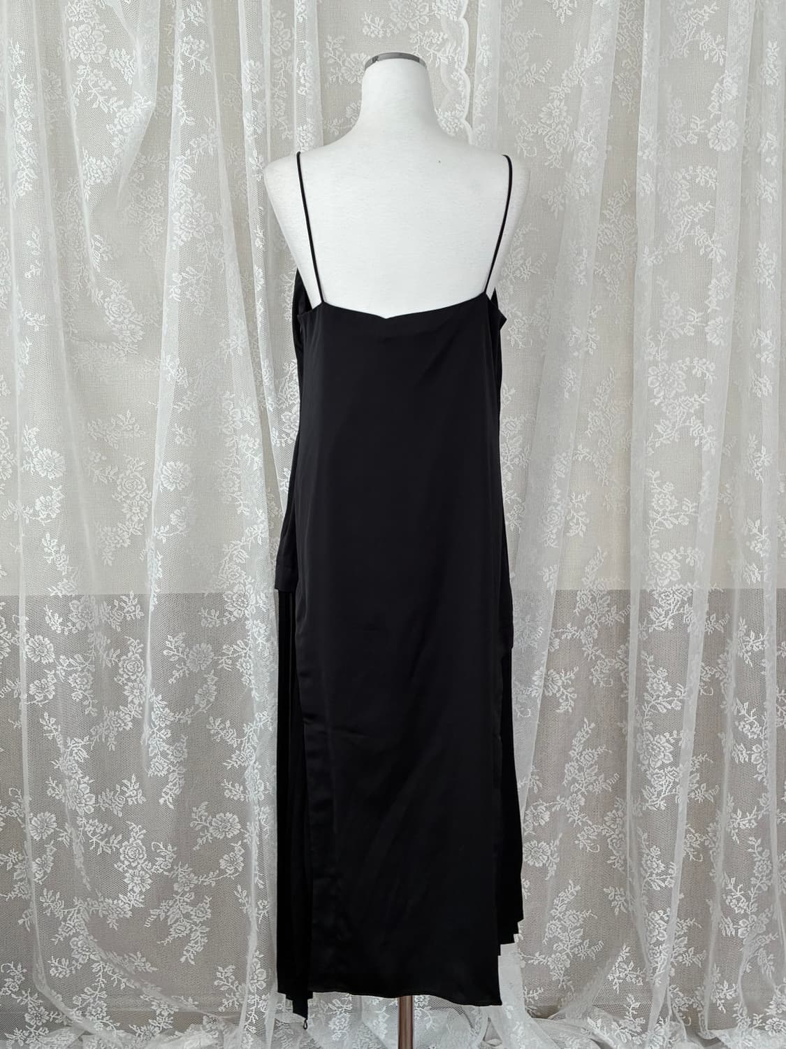 M) DKNY 플리츠 롱 원피스 뷔스티에 블랙 상품이미지3