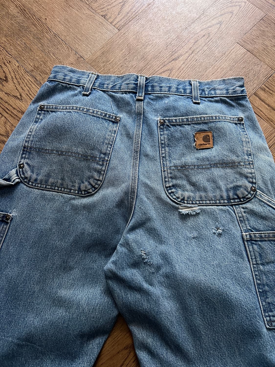 [32]칼하트 USA 덩가리핏 빈티지 데미지드 더블니 워크 데님 팬츠 상품이미지8