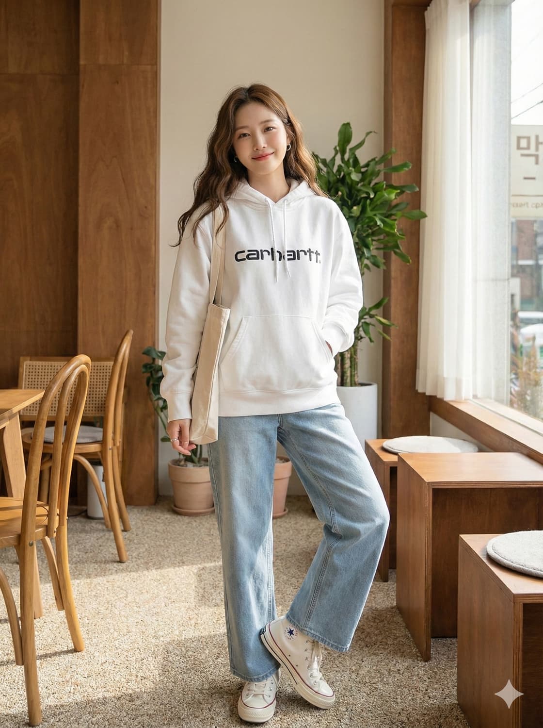 칼하트WIP 화이트 로고 후드티셔츠_S 상품이미지1