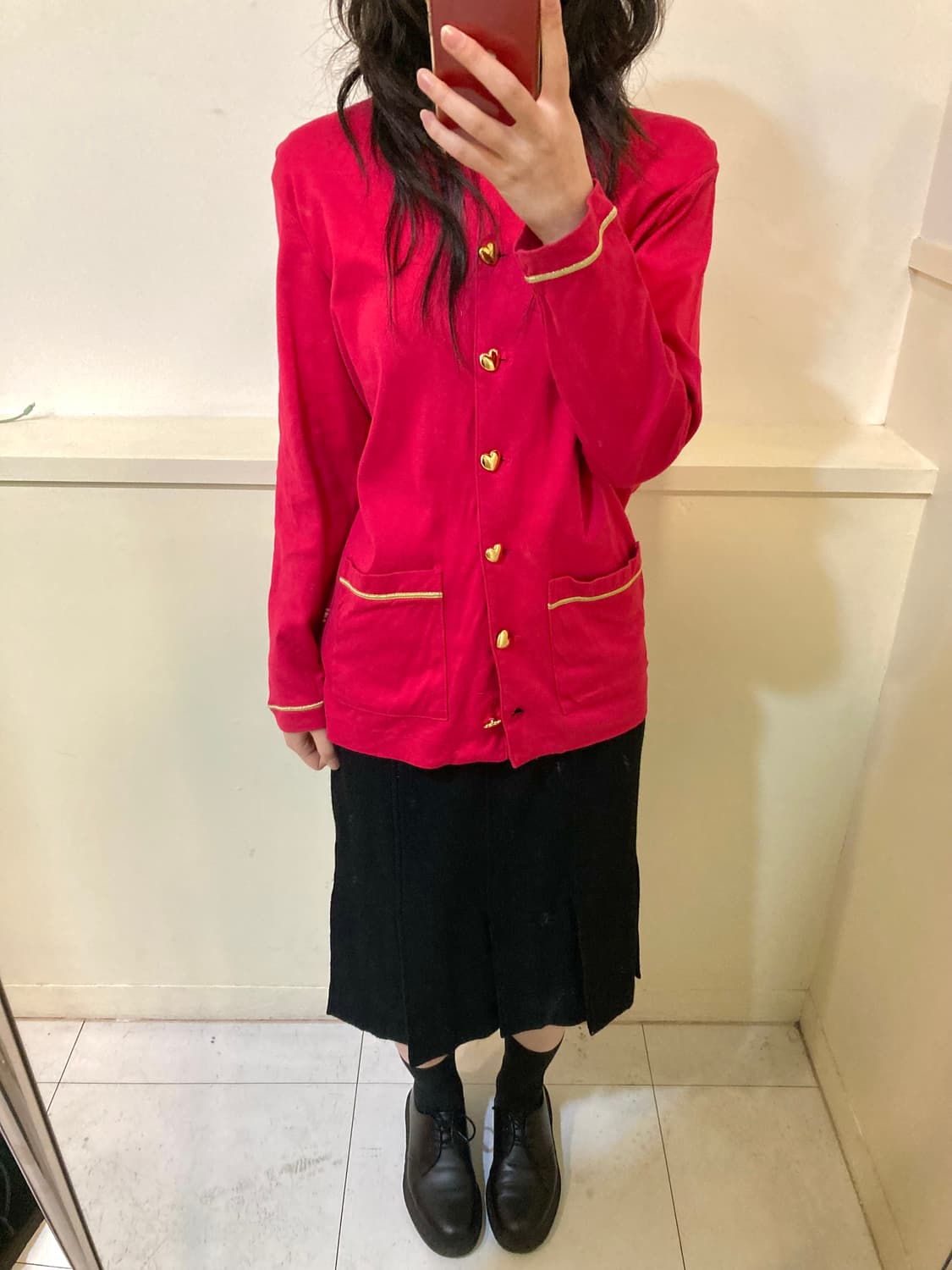 엘르 ELLE 핑크 하트버튼 가디건 상품이미지7