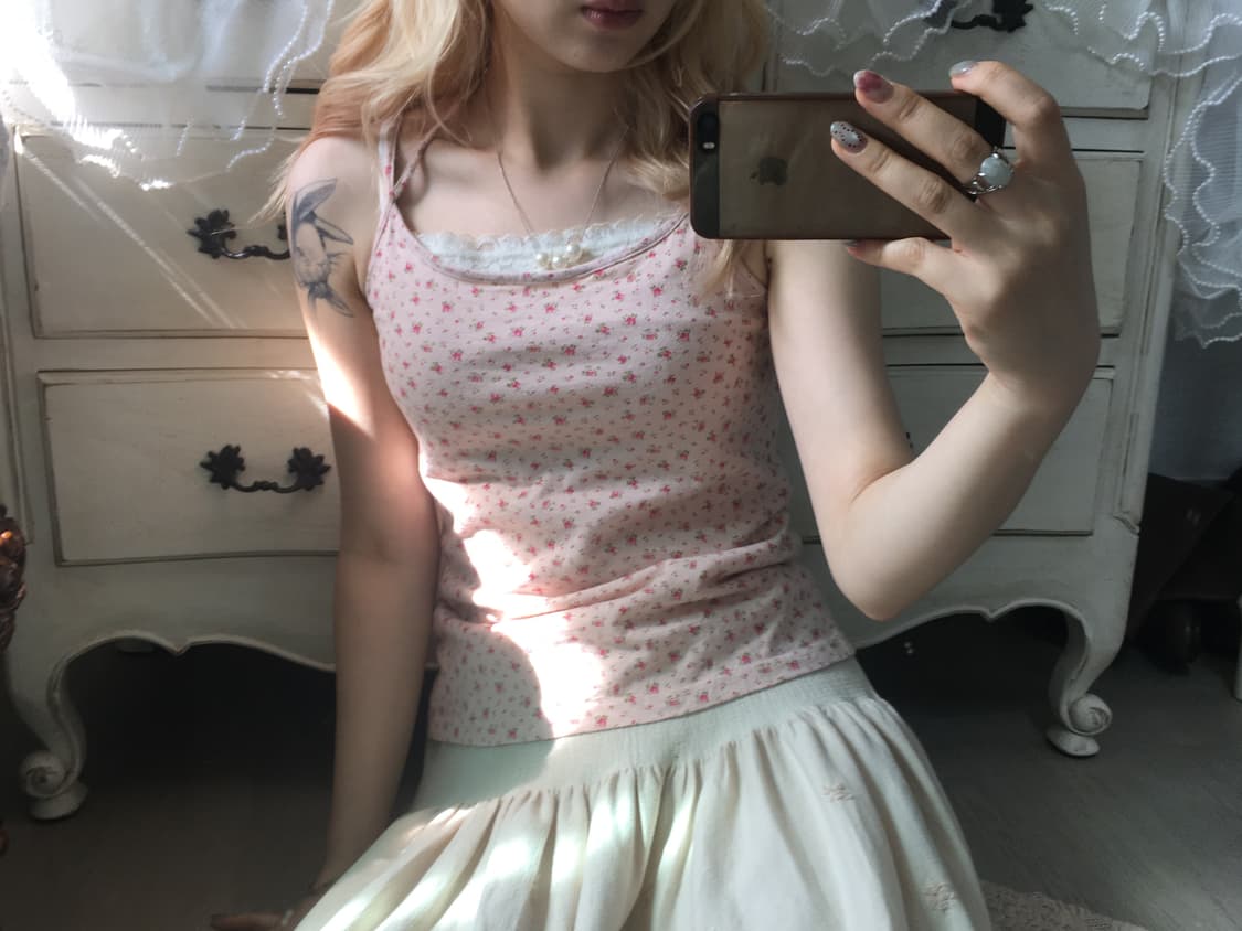 jpn vintage pink flower halter sleeveles 상품이미지1