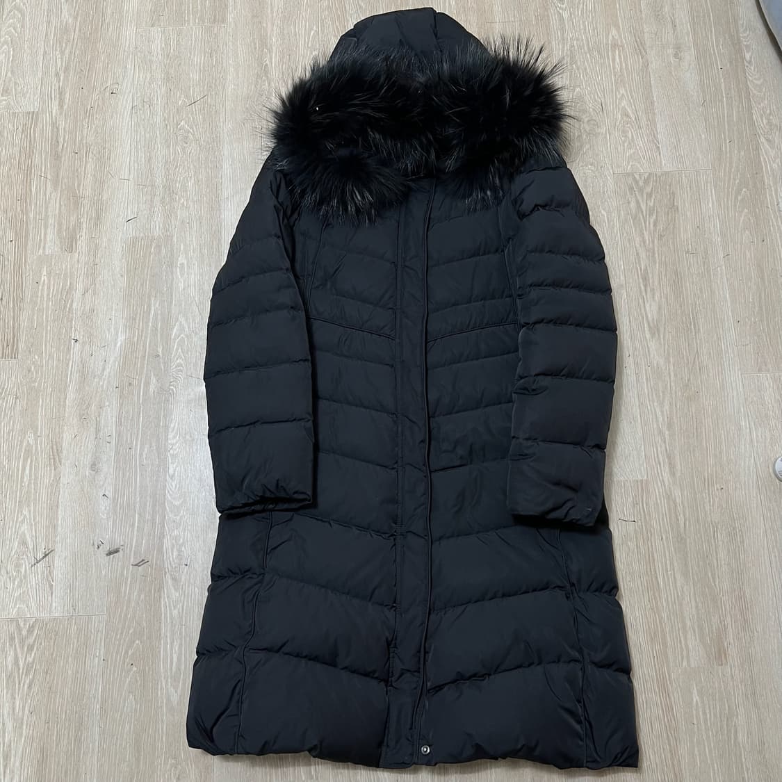 지센 여성 덕다운 라쿤퍼 후드 롱패딩 S/90  상품이미지1