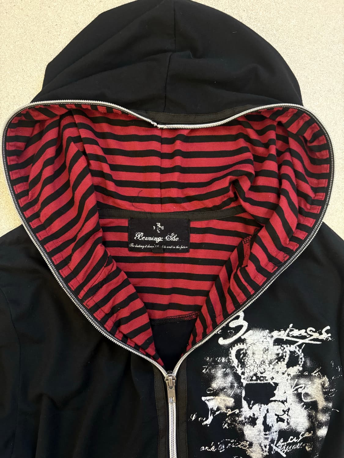 펑크 프린팅 스트라이프 후드집업 상품이미지2