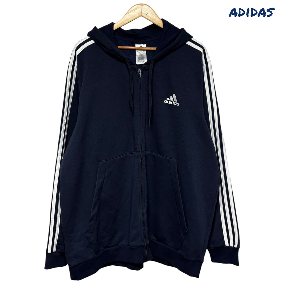 3809 아디다스 네이비 삼선 후드집업 상품이미지1