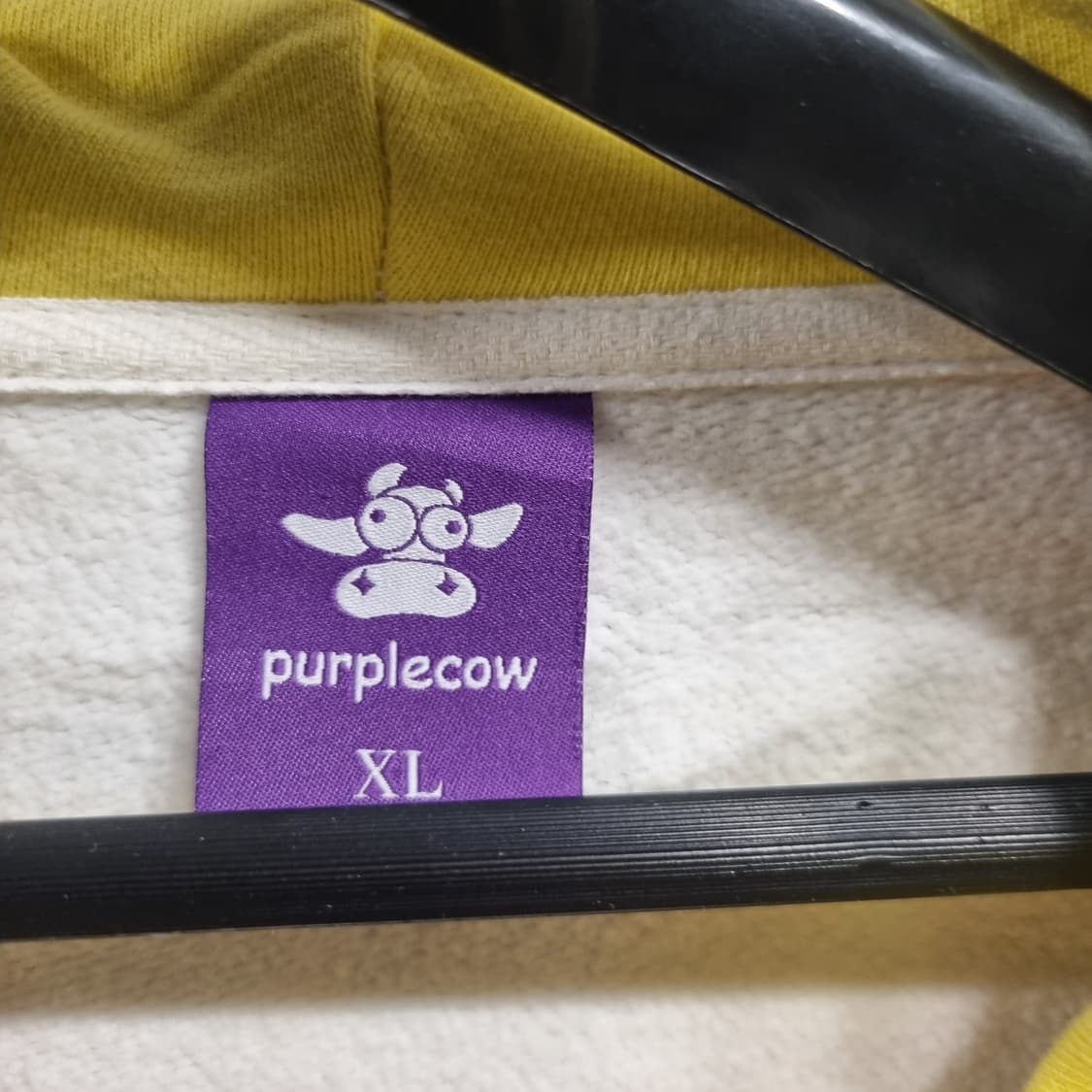 퍼플카우 옐로우 체크 후드 집업 상품이미지2