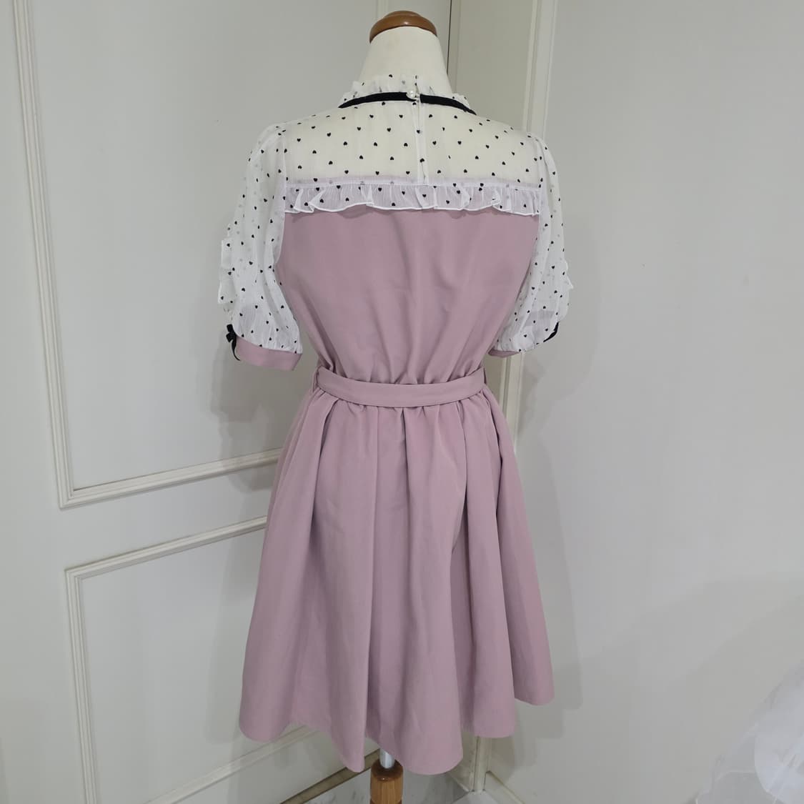 교판//리즈리사 고전일본빈티지 양산형지뢰계 핑크 하트 원피스 상품이미지3