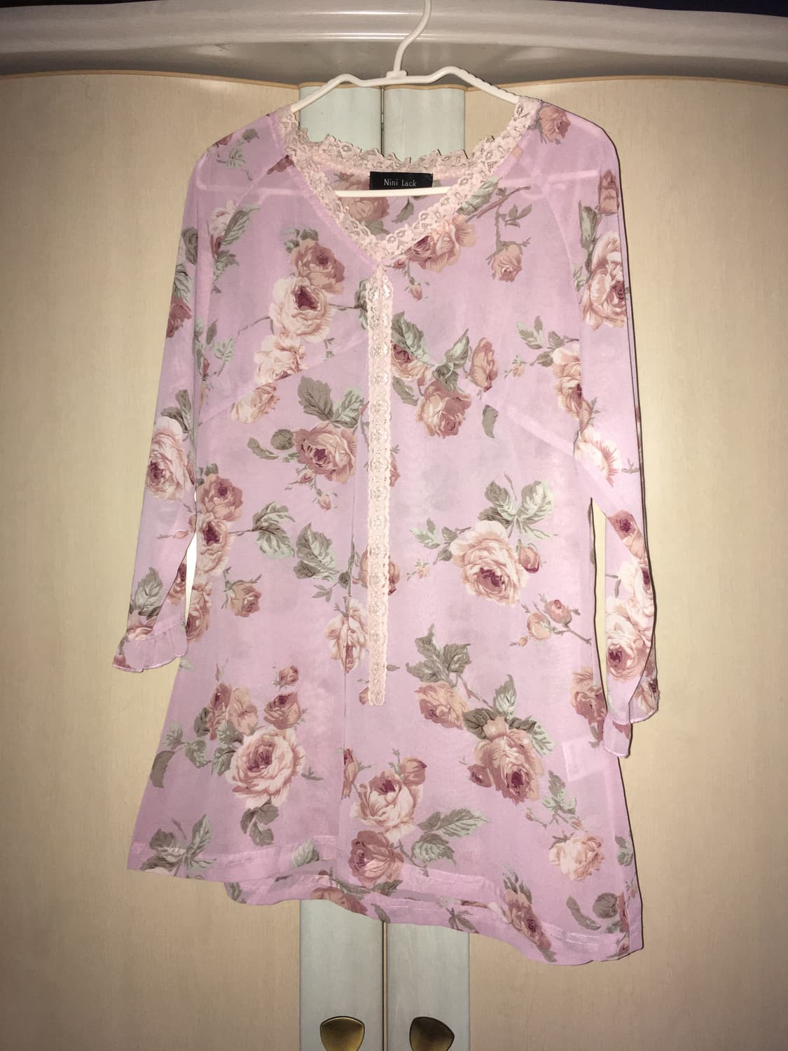 일본빈티지 백예린 플라워 레이스 핑크 블라우스 상품이미지1