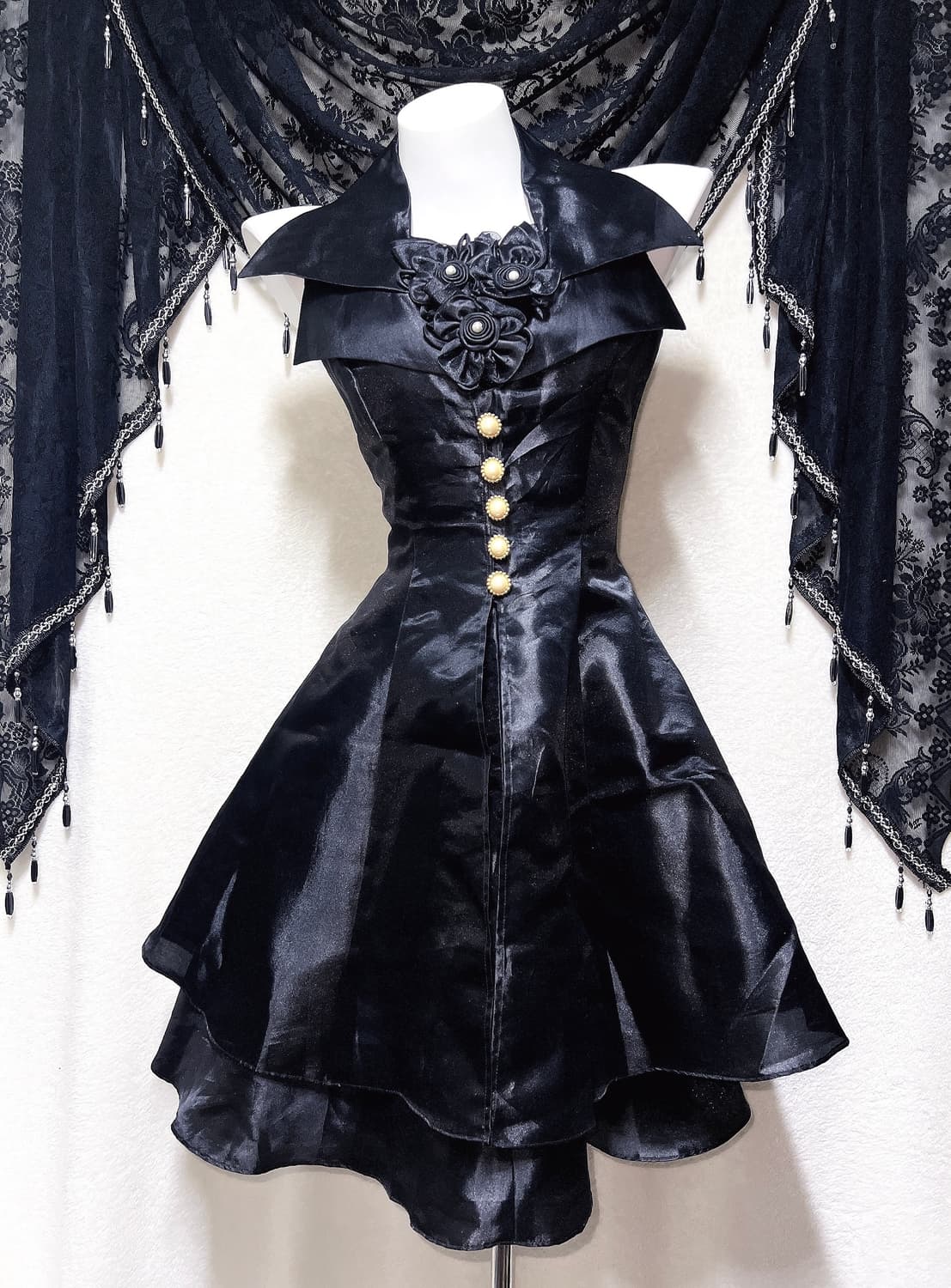 로맨틱고딕 고스펑크 미사 세라 레이스업 코르셋드레스 새틴원피스 공겜 핀터 상품이미지1