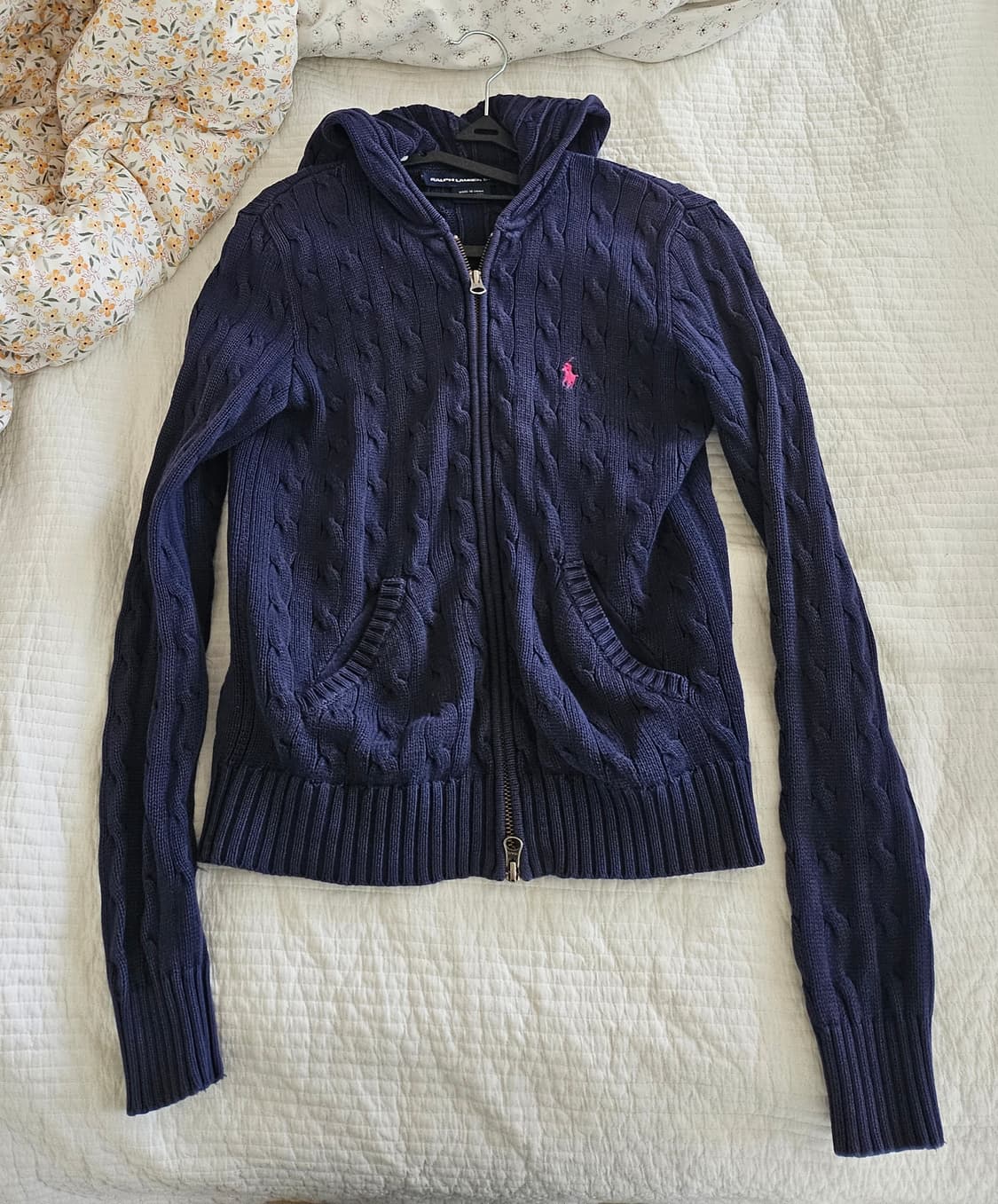 폴로 니트 케이블 후드집업 여성 s 상품이미지1