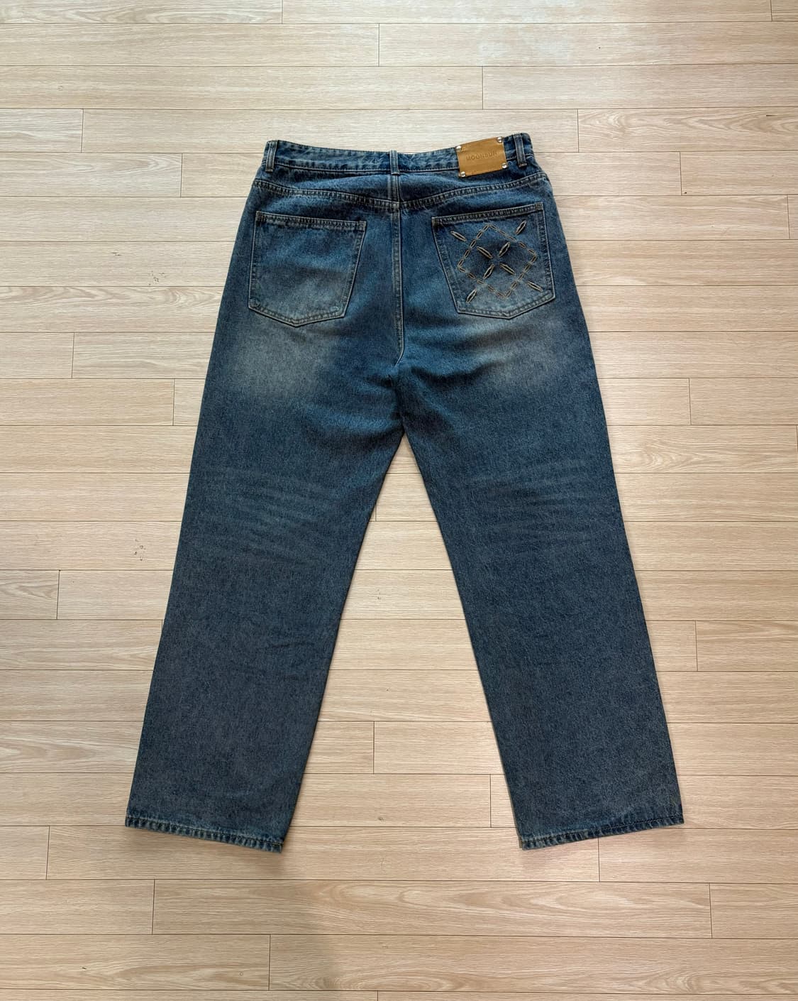 (L) 문선 아가일 홀 포켓 스트레이트 팬츠 인디고 미디움 워시 상품이미지7