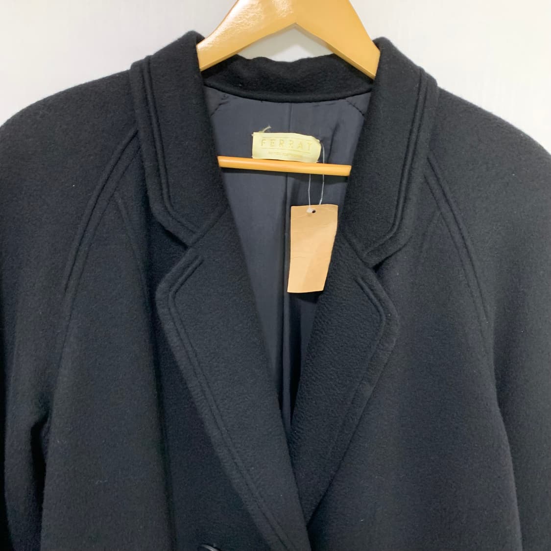 FERRAT 빈티지 캐시미어 100% 블랙 롱 코트 남녀공용 상품이미지9
