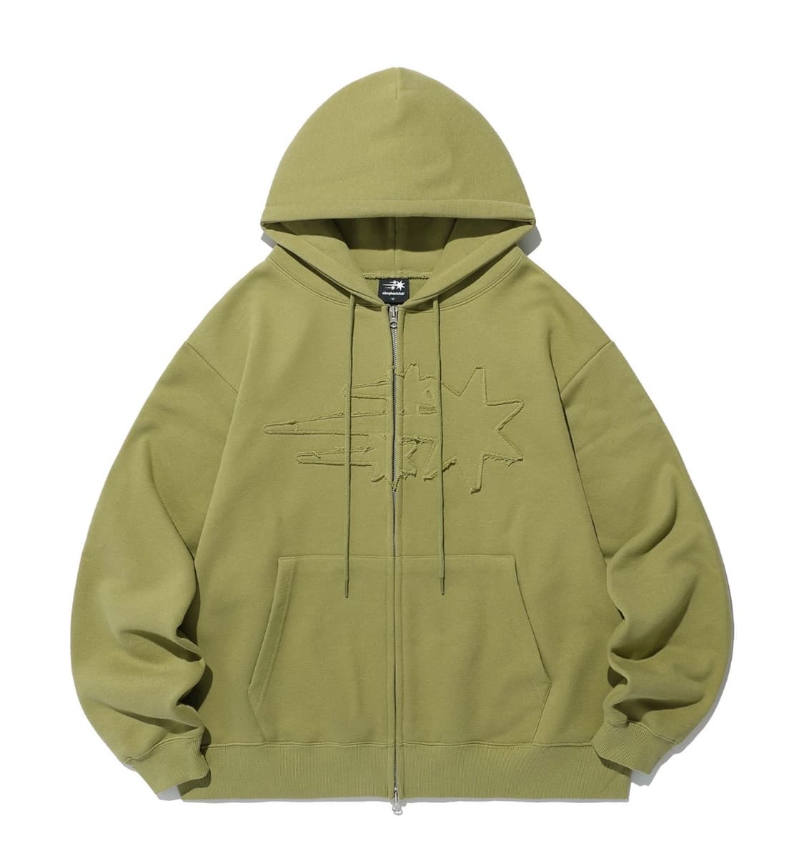 3STAR LOGO ZIP HOODIE 나이스고스트클럽 후드집업 올리브 상품이미지1