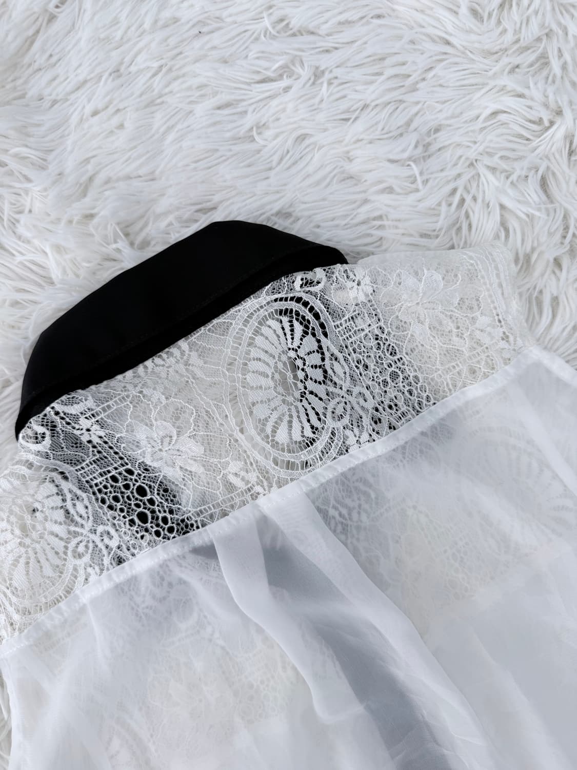 시스루레이스배색블라우스 상품이미지5