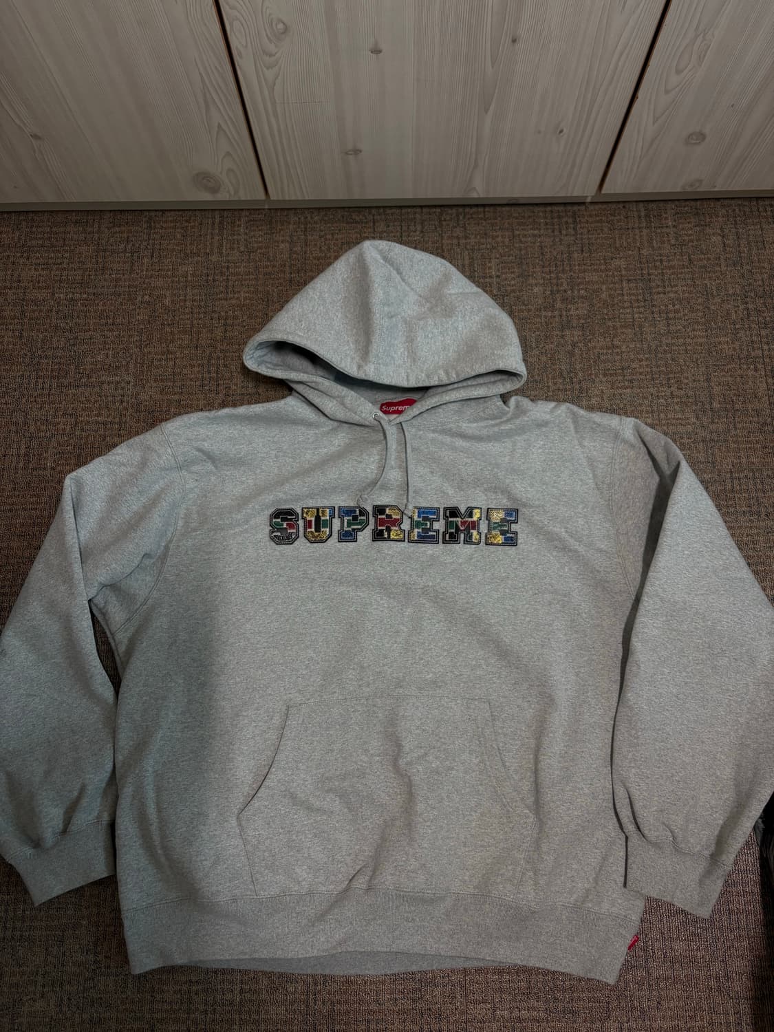 2XL - 슈프림 컬리지에이트 패치워크 후드 헤더 그레이 상품이미지1