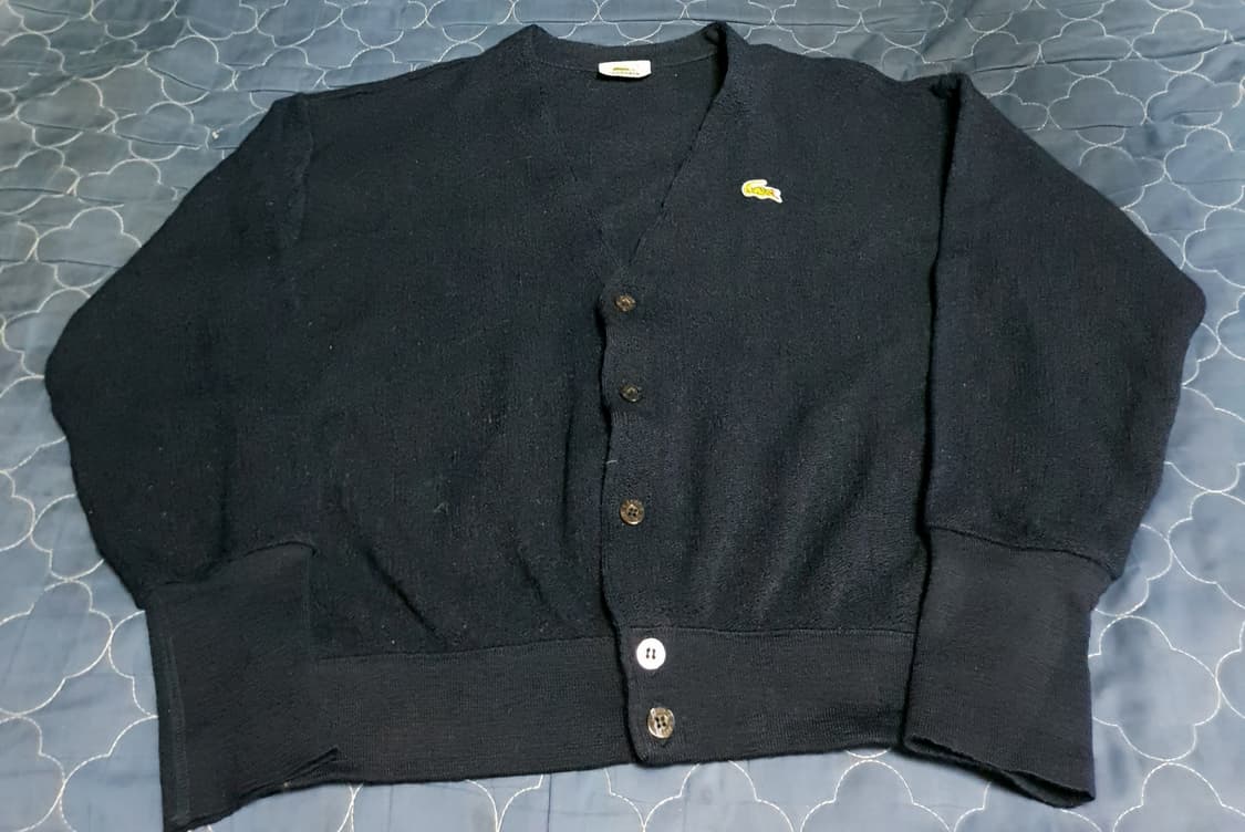 (서광) 라코스테 90s 브이넥 크롭 버진울 가디건 네이비 (105) 상품이미지1