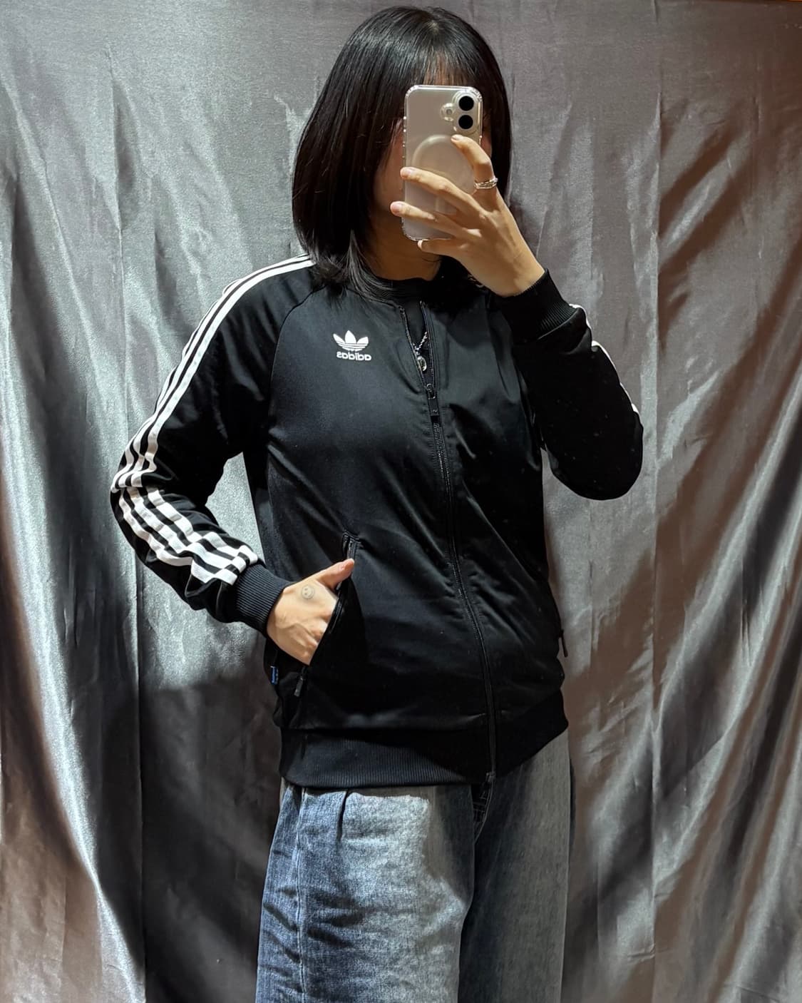 XS 아디다스 파이어버드 빅로고 블랙 트랙탑 상품이미지1