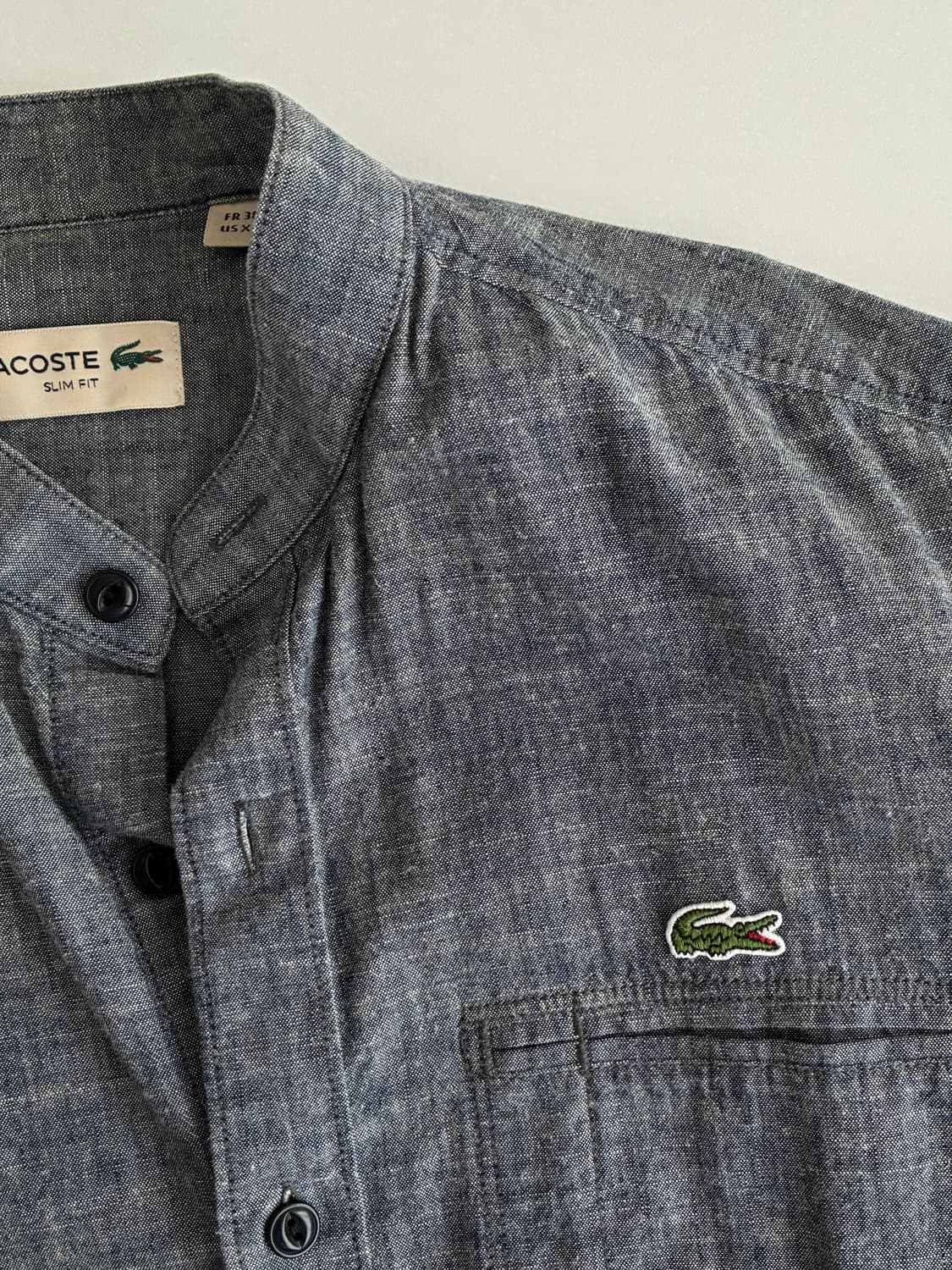 38) 라코스테 슬림핏 차이나카라 샴브레이 셔츠 그레이 상품이미지5
