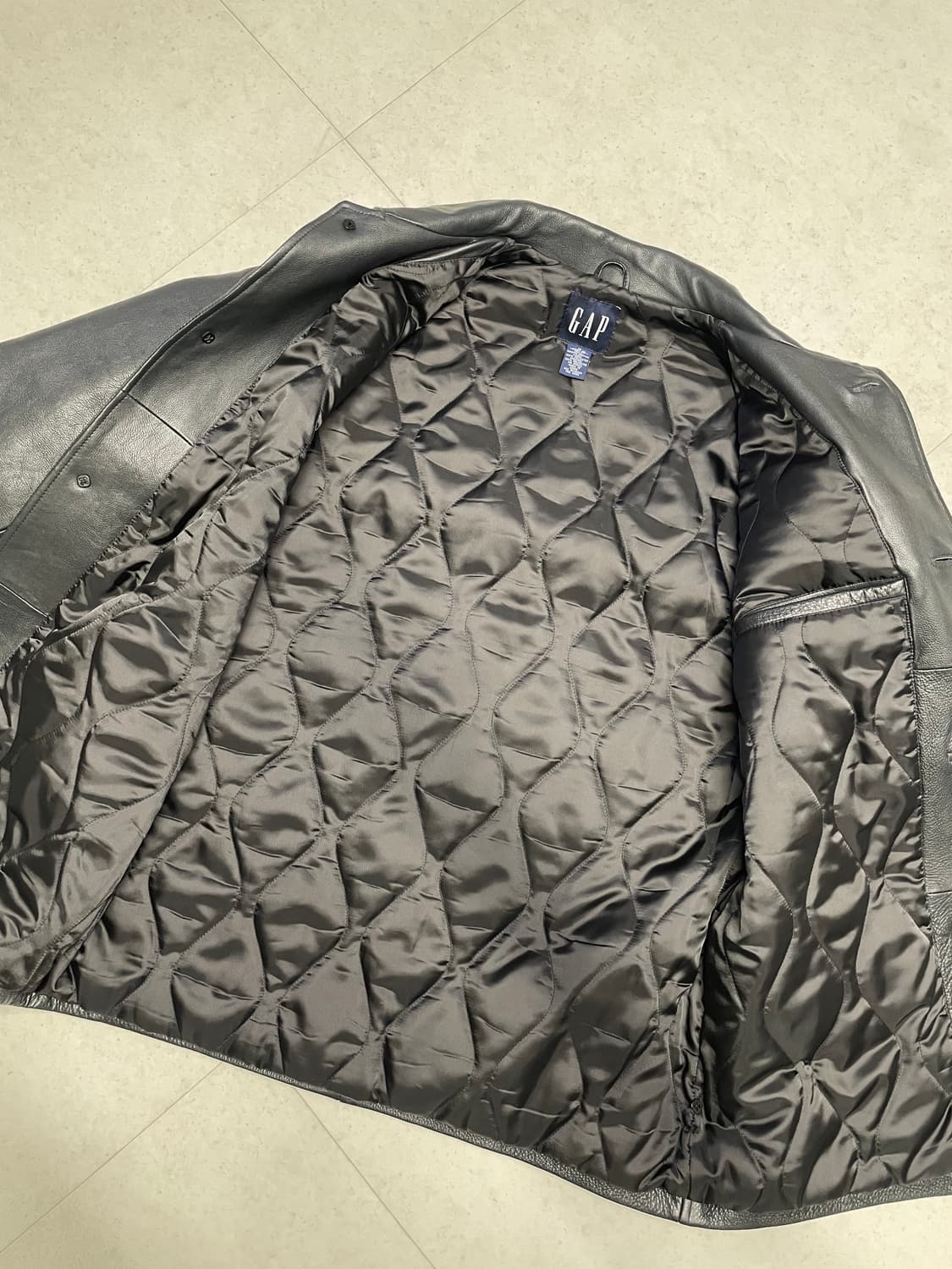 [M] 올드 갭 레더 카코트 블랙 상품이미지4