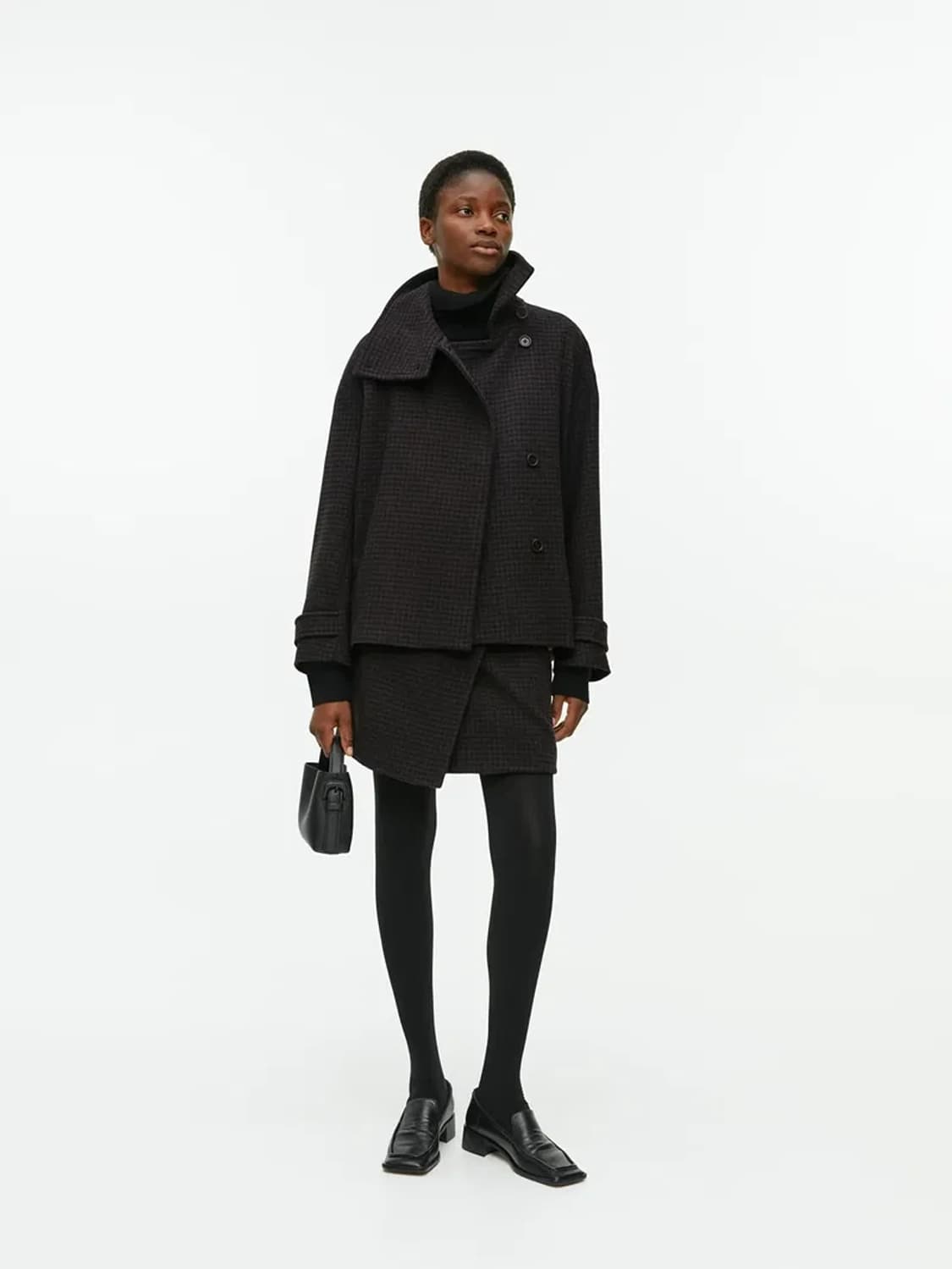 [34] ARKET 아르켓 하이넥 체크 오버핏 울 자켓 상품이미지8