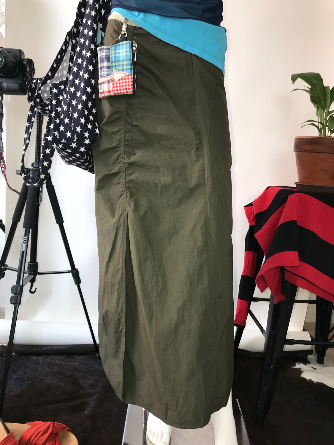 LAYER ON AFTERNOON Olive Nylon Shirring  상품이미지8
