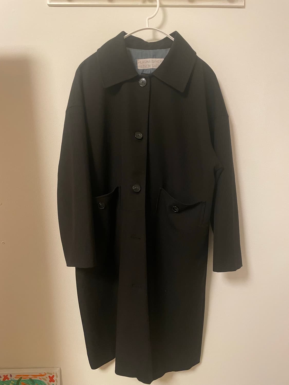 블랙 싱글버튼 롱코트 상품이미지1