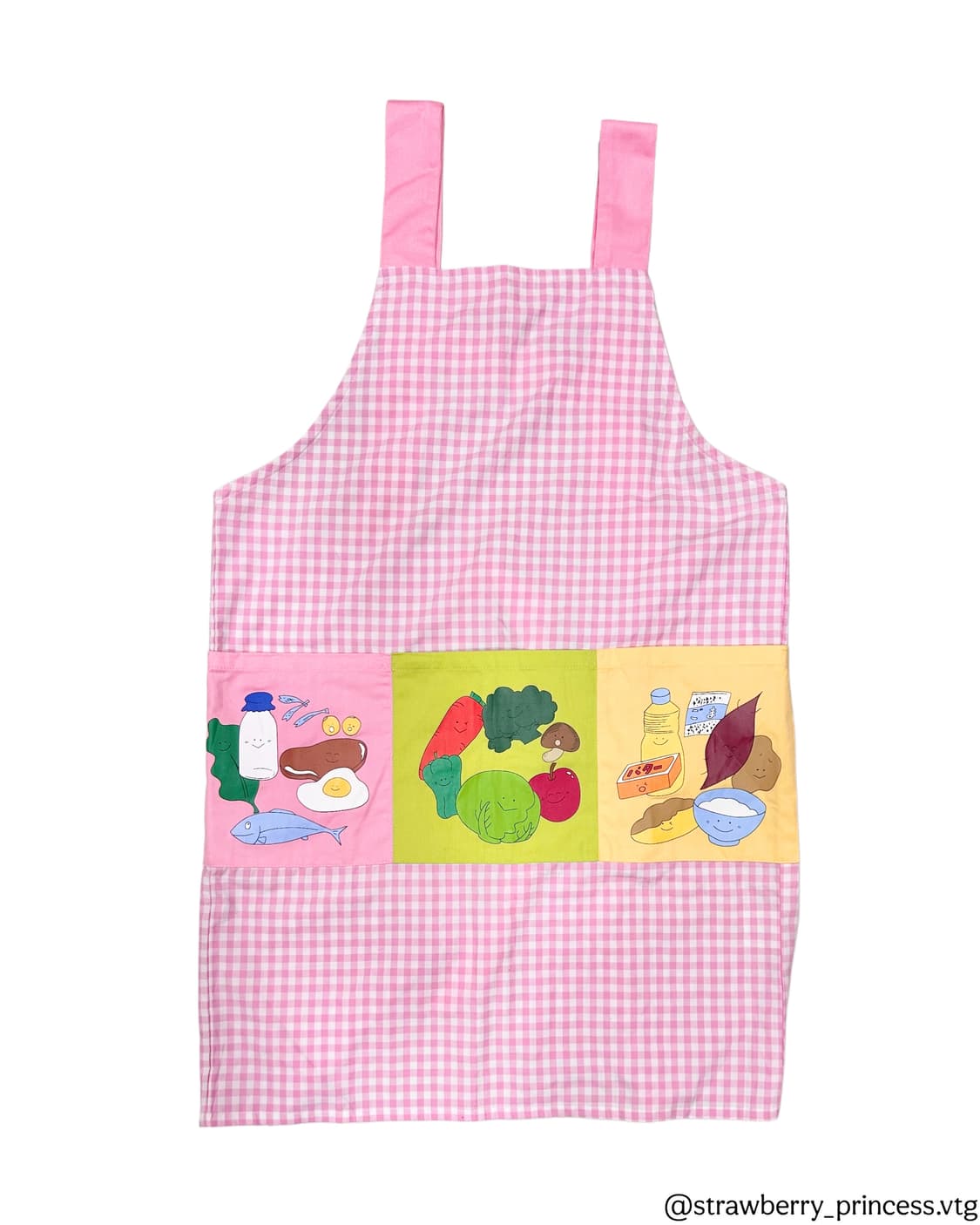 핑크 체크 일본빈티지 앞치마 에이프런 상품이미지2