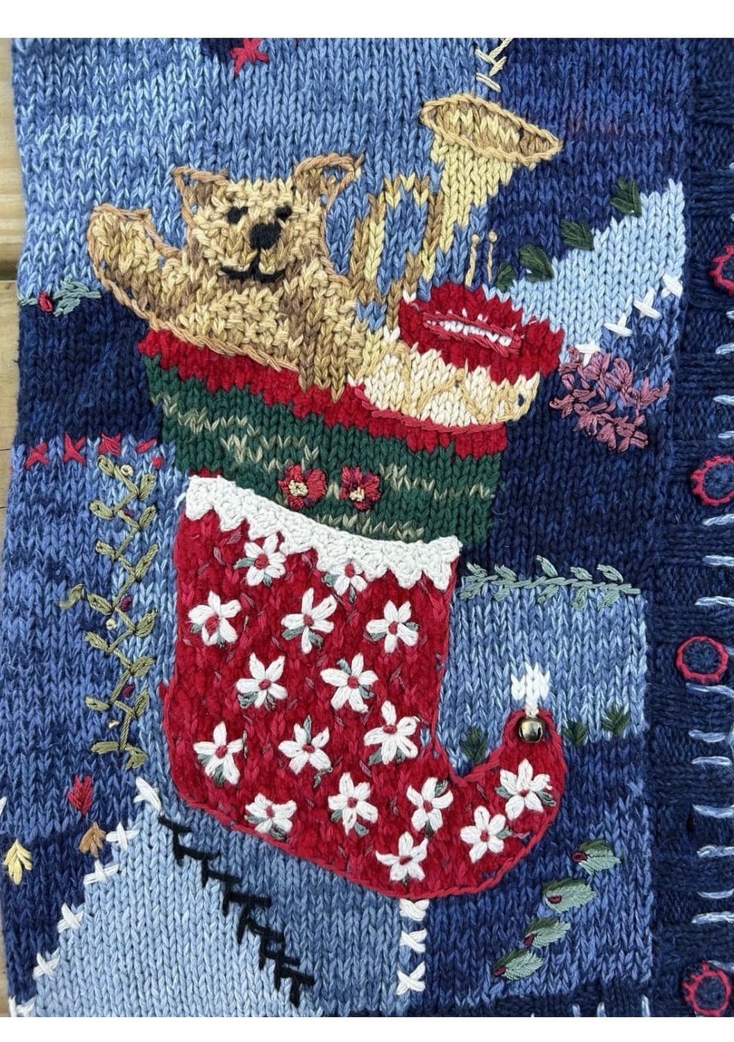 빈티지 곰돌이 크리스마스 가디건 핸드메이드 가디건 모리걸 테디베어 니트 상품이미지4