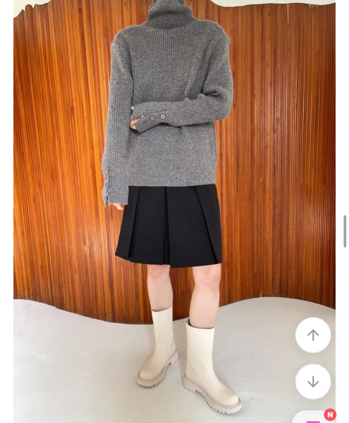 블랙 플리츠 미디스커트 미디움 상품이미지3