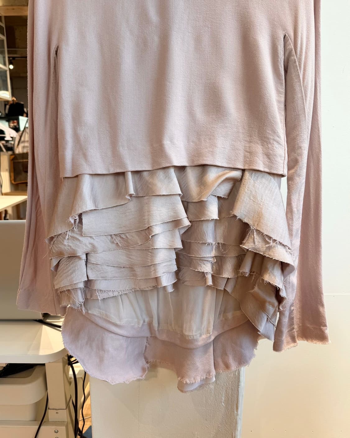 하이더 아커만 핑크 레이온 프릴 레이어드 티셔츠  상품이미지6