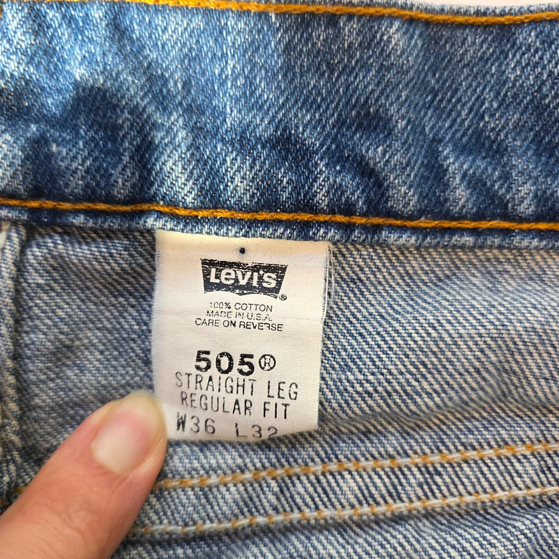 [W36L32]90s 리바이스 USA 505 컷오프 데님 팬츠 상품이미지2