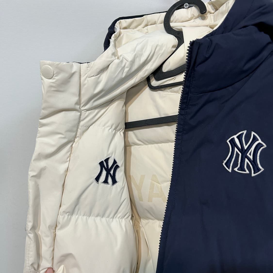 MLB 키즈 구스다운 롱패딩 145 네이비 리버시블 상품이미지2