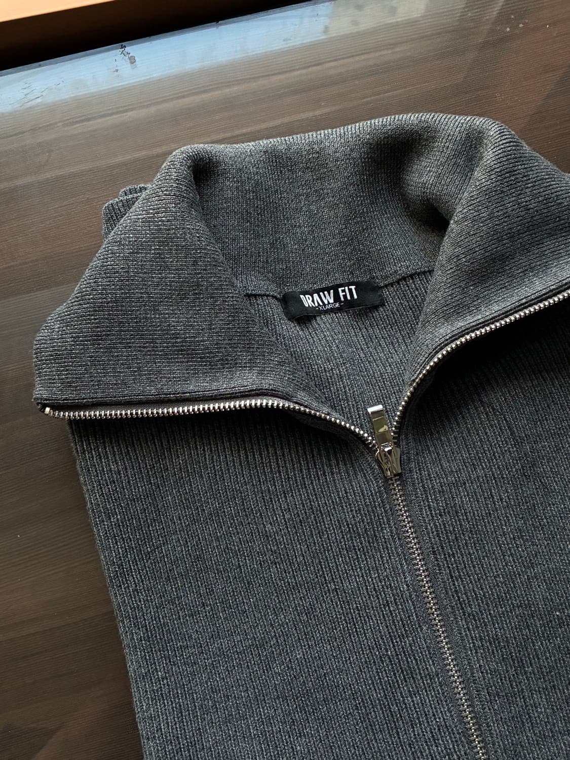 (XL) 드로우핏 오버사이즈 하프 집업 카라 울 니트 M.GREY 판매 상품이미지10