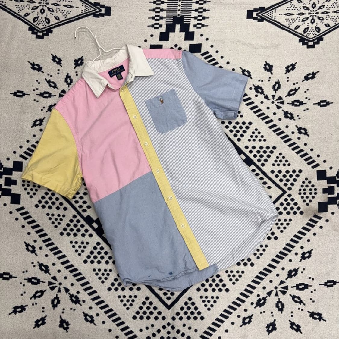 폴로 랄프로렌 멀티컬러 옥스포드 반팔 셔츠 XL P00076 상품이미지1