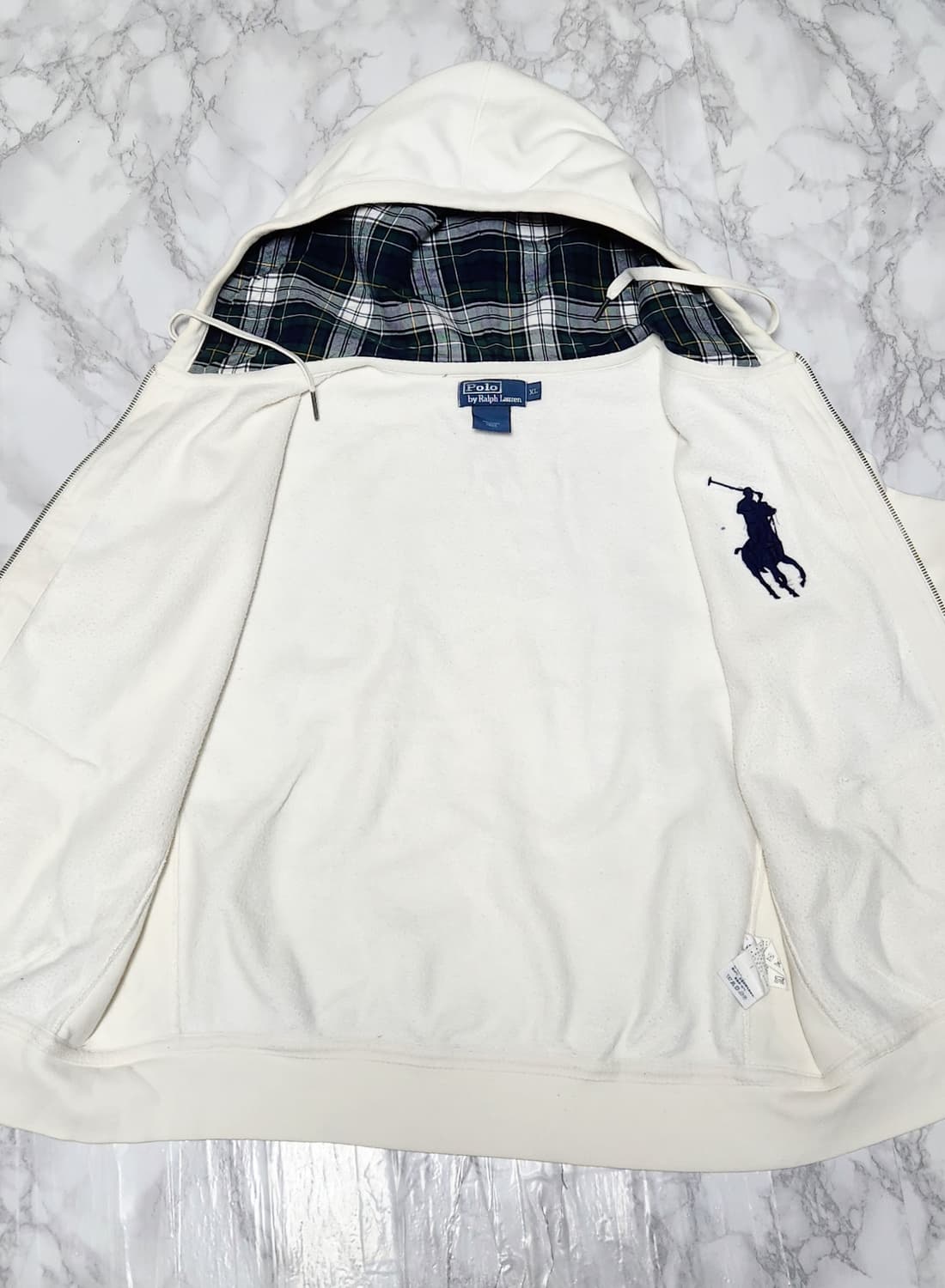 XL 폴로 랄프로렌 빅포니 화이트 후드집업 자켓 상품이미지6