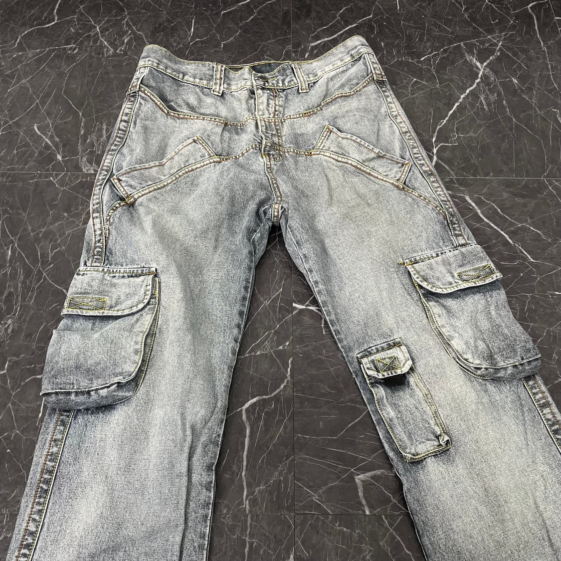 BLUESKIN 아이스 워시드 와이드 데님 카고 팬츠 상품이미지4