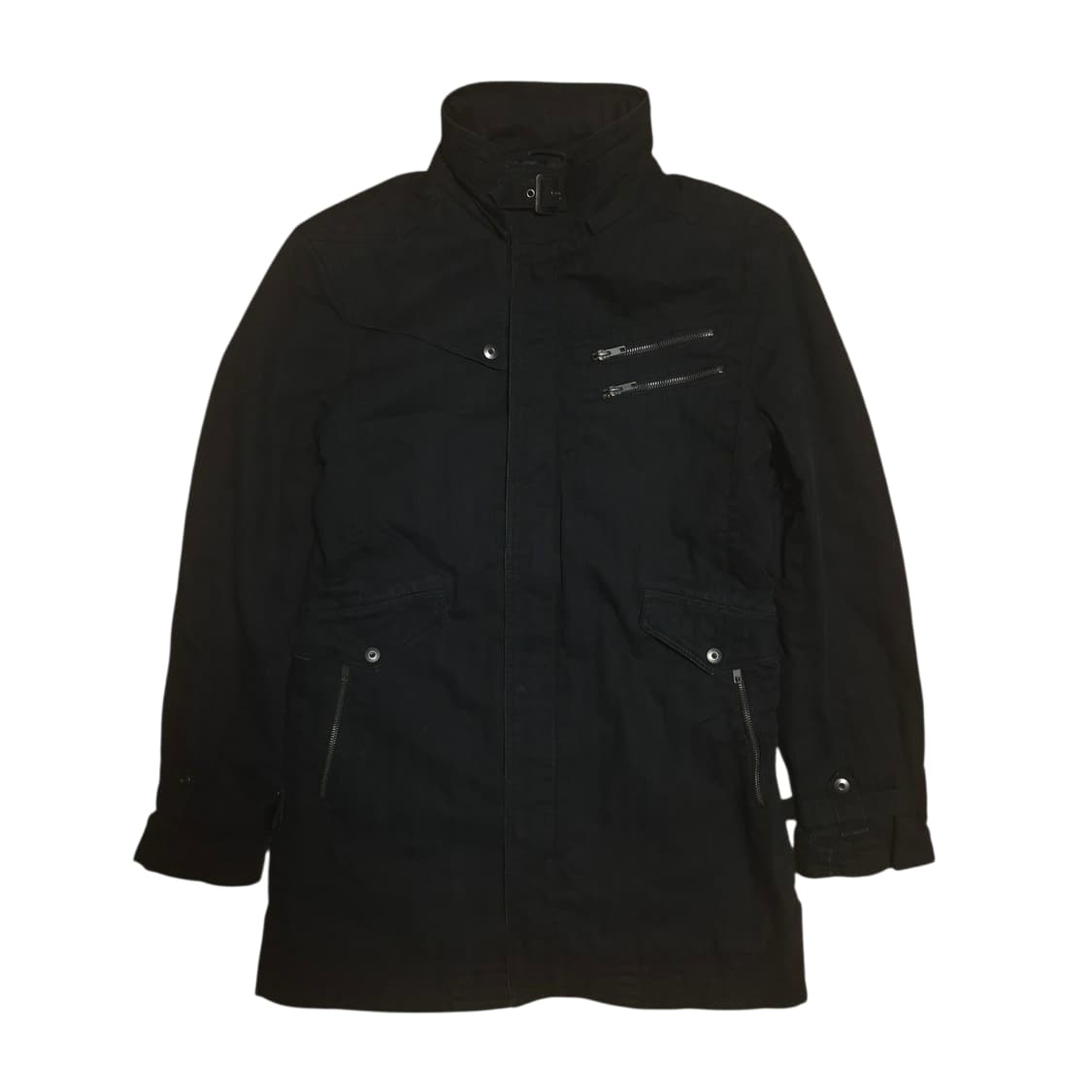 모시모 퀼팅 블랙 롱라이더 자켓 상품이미지1