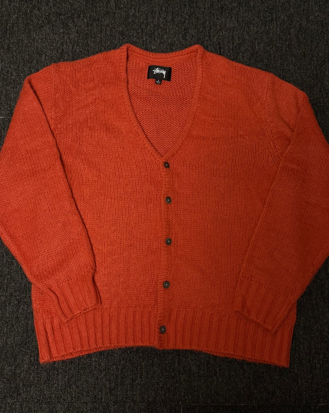 [L] 스투시 브러쉬드 가디건 오렌지 상품이미지1