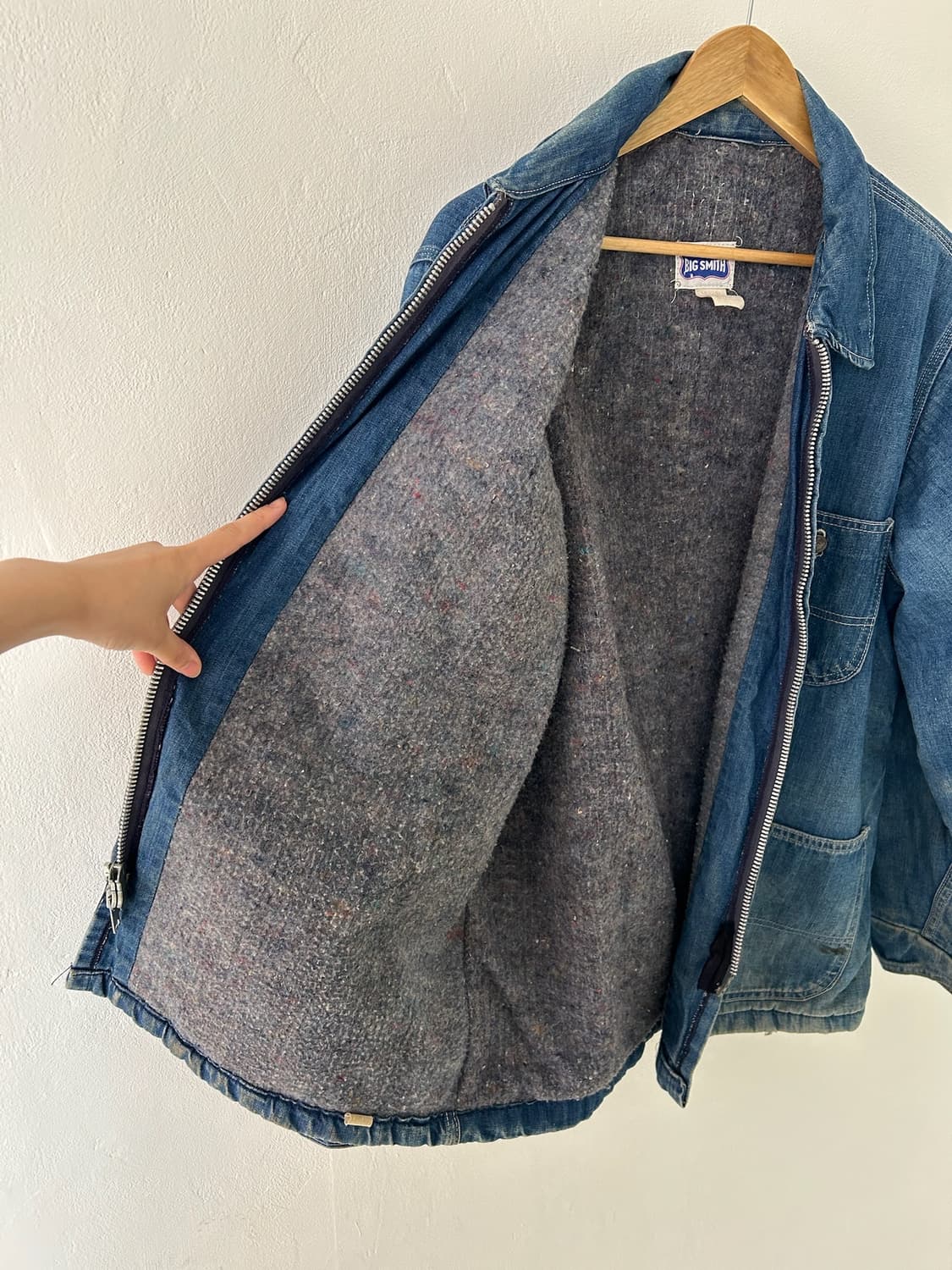 60-70's Big Smith Denim Wool Blanket JK 상품이미지5
