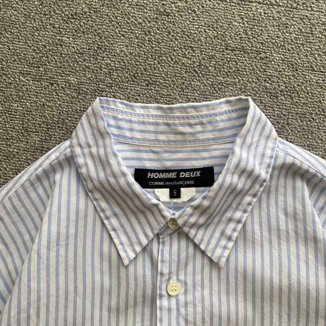 꼼데가르송 옴므 듀스 소매 체크 절개 스트라이프 셔츠 상품이미지2