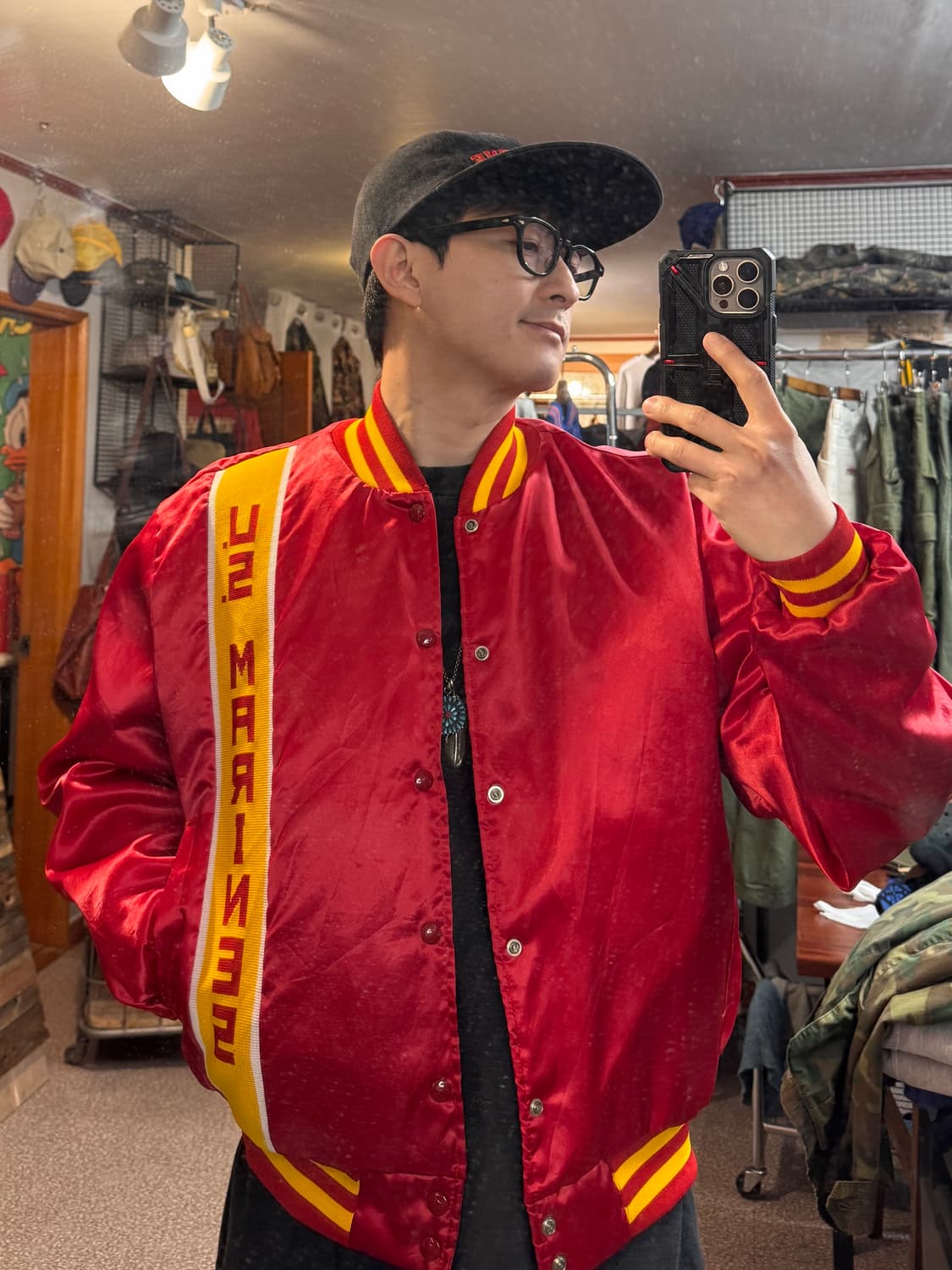 90s usa made usmc satin stadium Jacket 상품이미지2