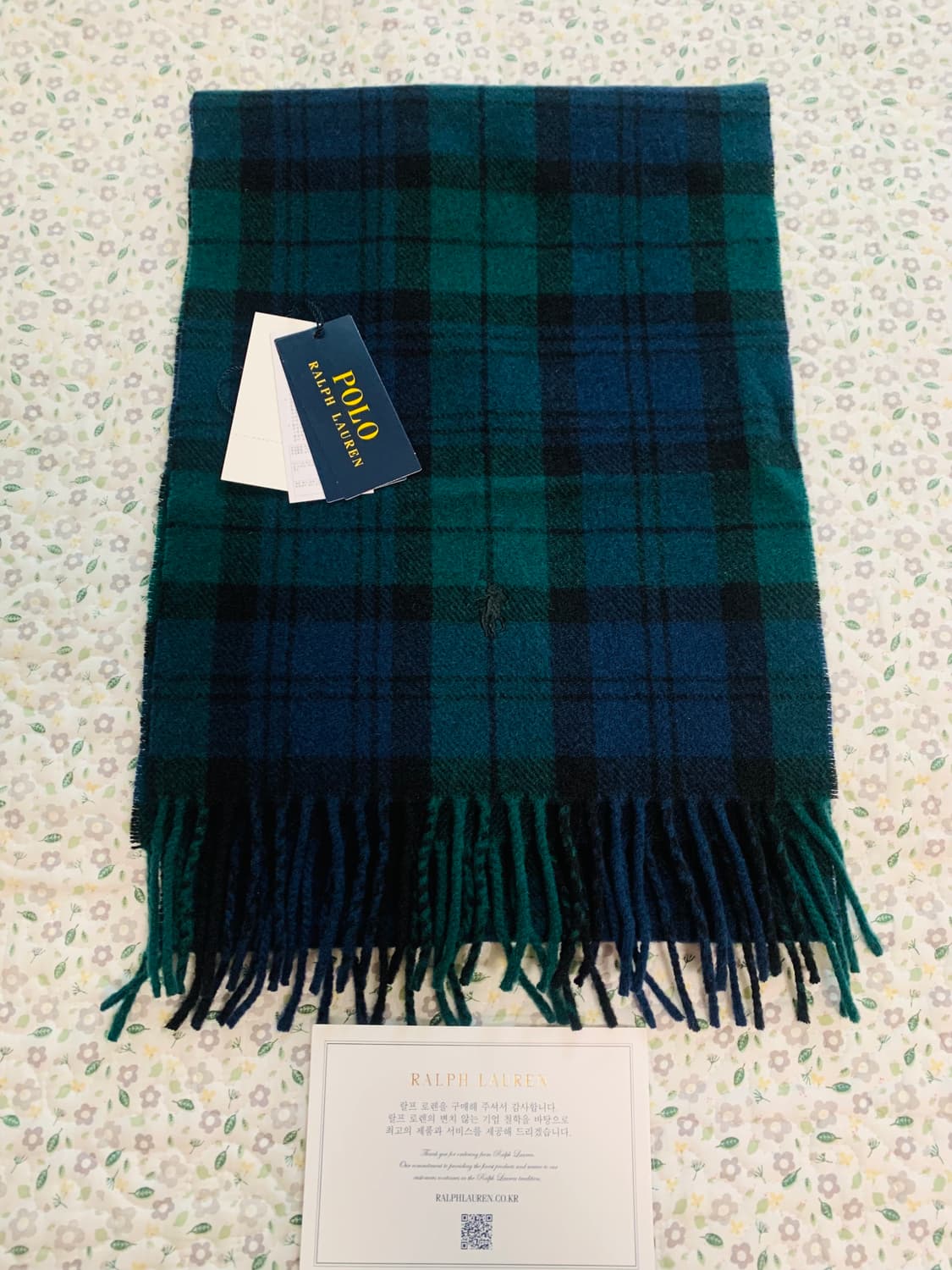 [OS] 폴로 랄프로렌 플래드 프린지 울 머플러 블랙워치 상품이미지1