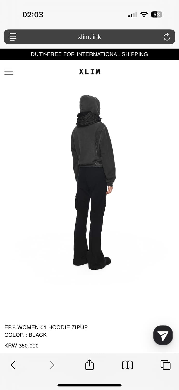 XLIM EP.8 WOMEN 01 HOODIE ZIPUP BLACK S 상품이미지8