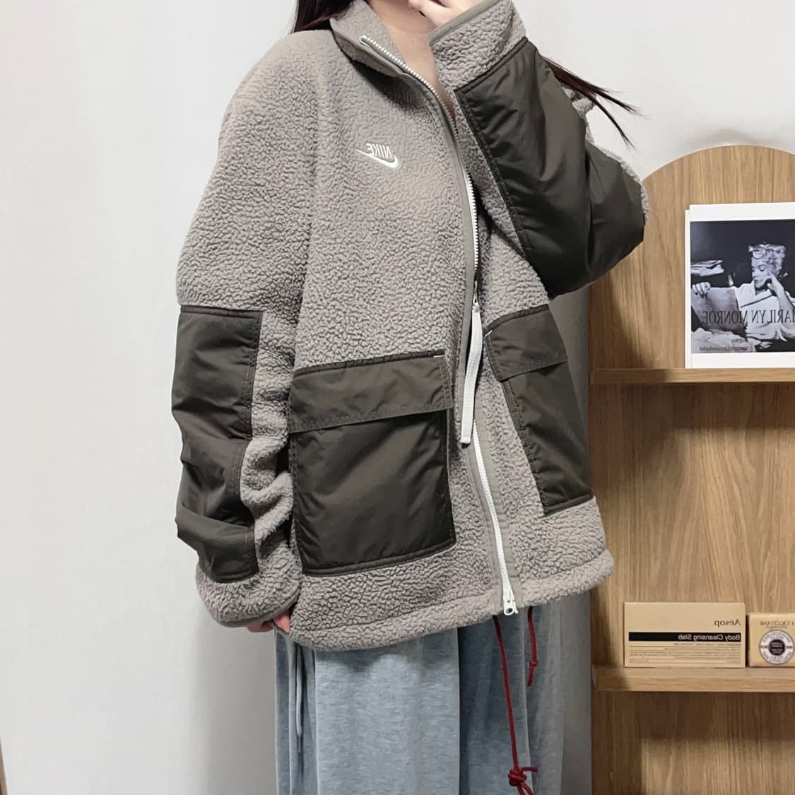 [정품] 나이키 브라운그레이 포켓 패치 후리스 [ L ] 상품이미지3