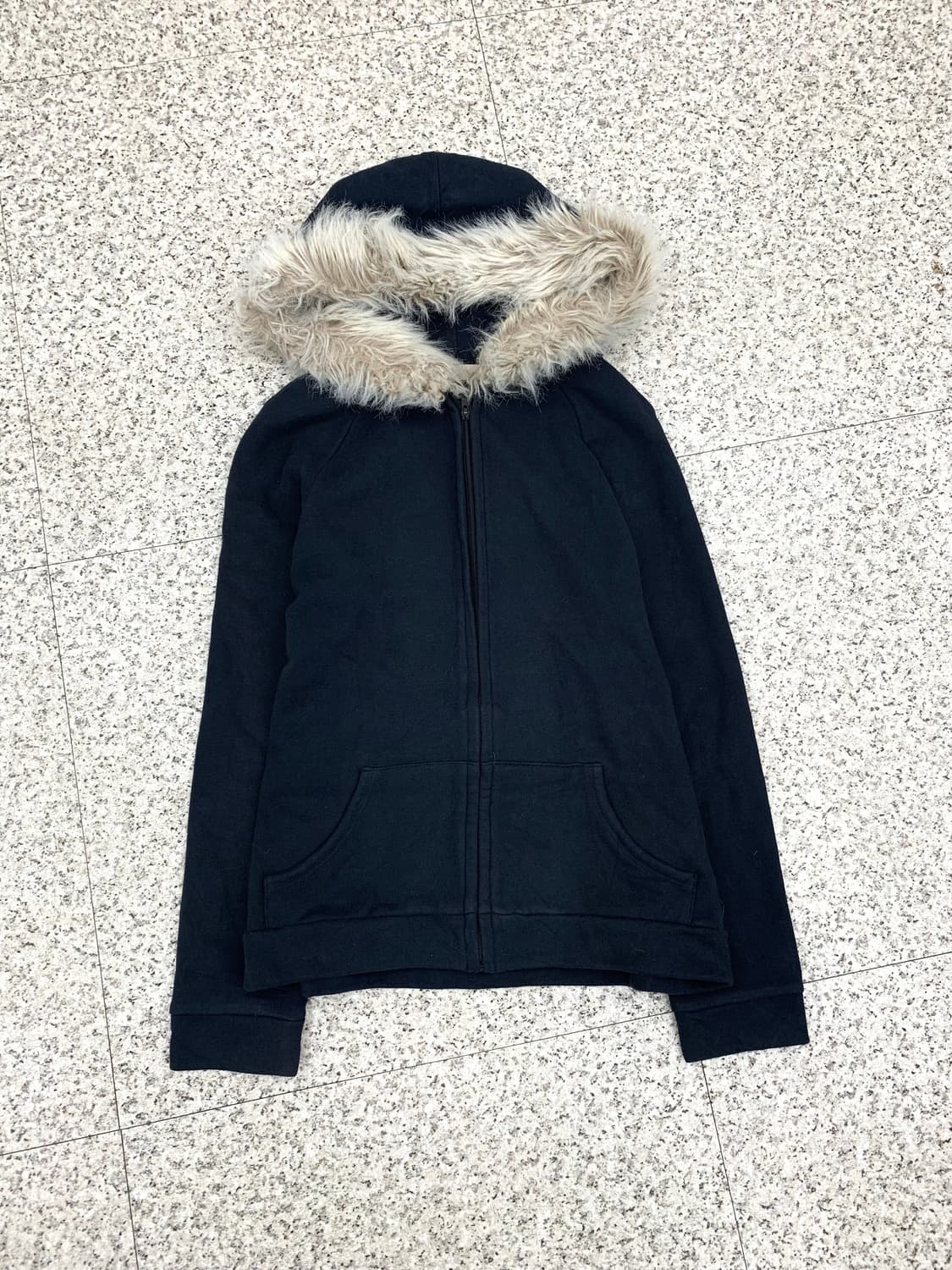 Fur hood navy hoodie 상품이미지4