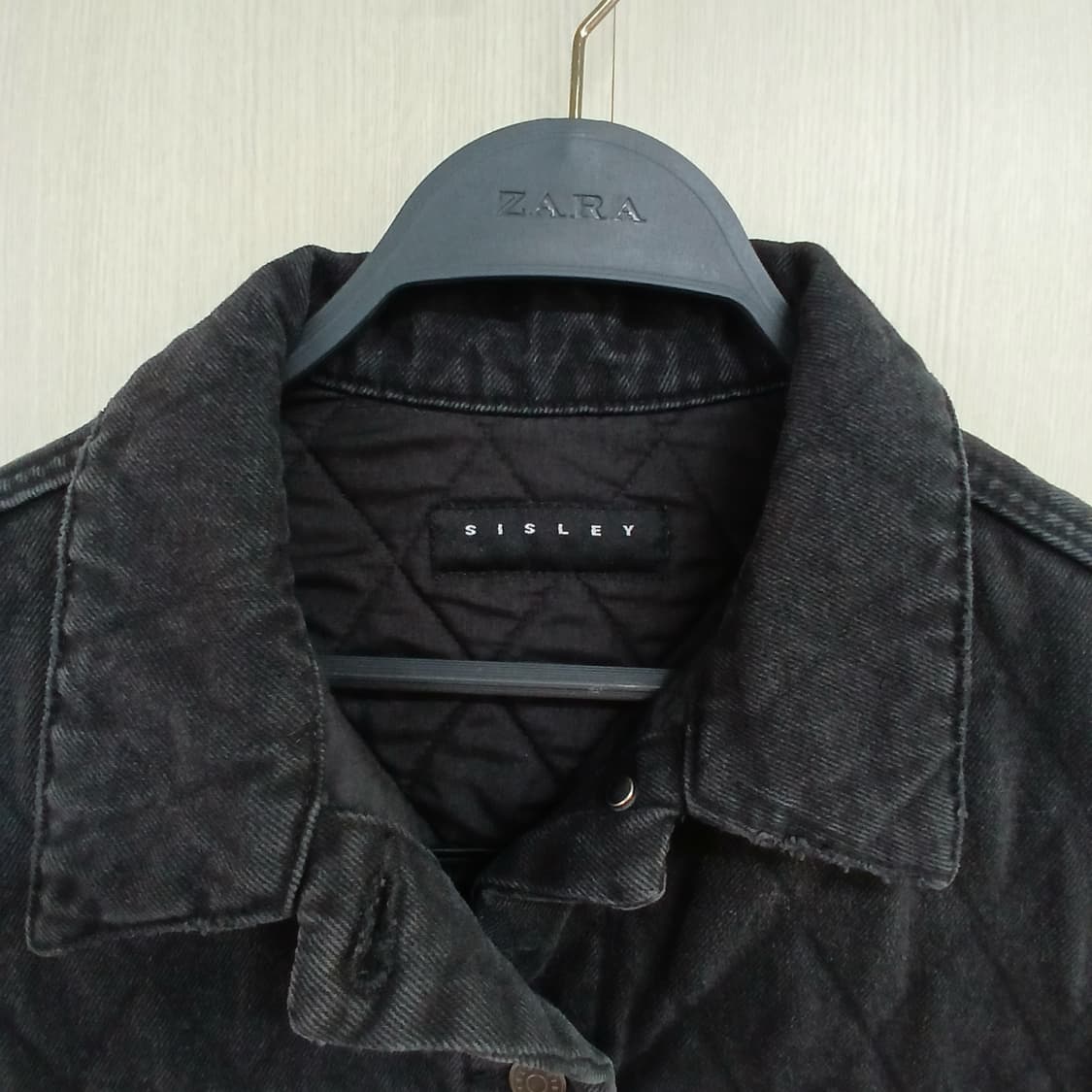 SISLEY 블랙 퀼팅 데님 조끼 상품이미지3